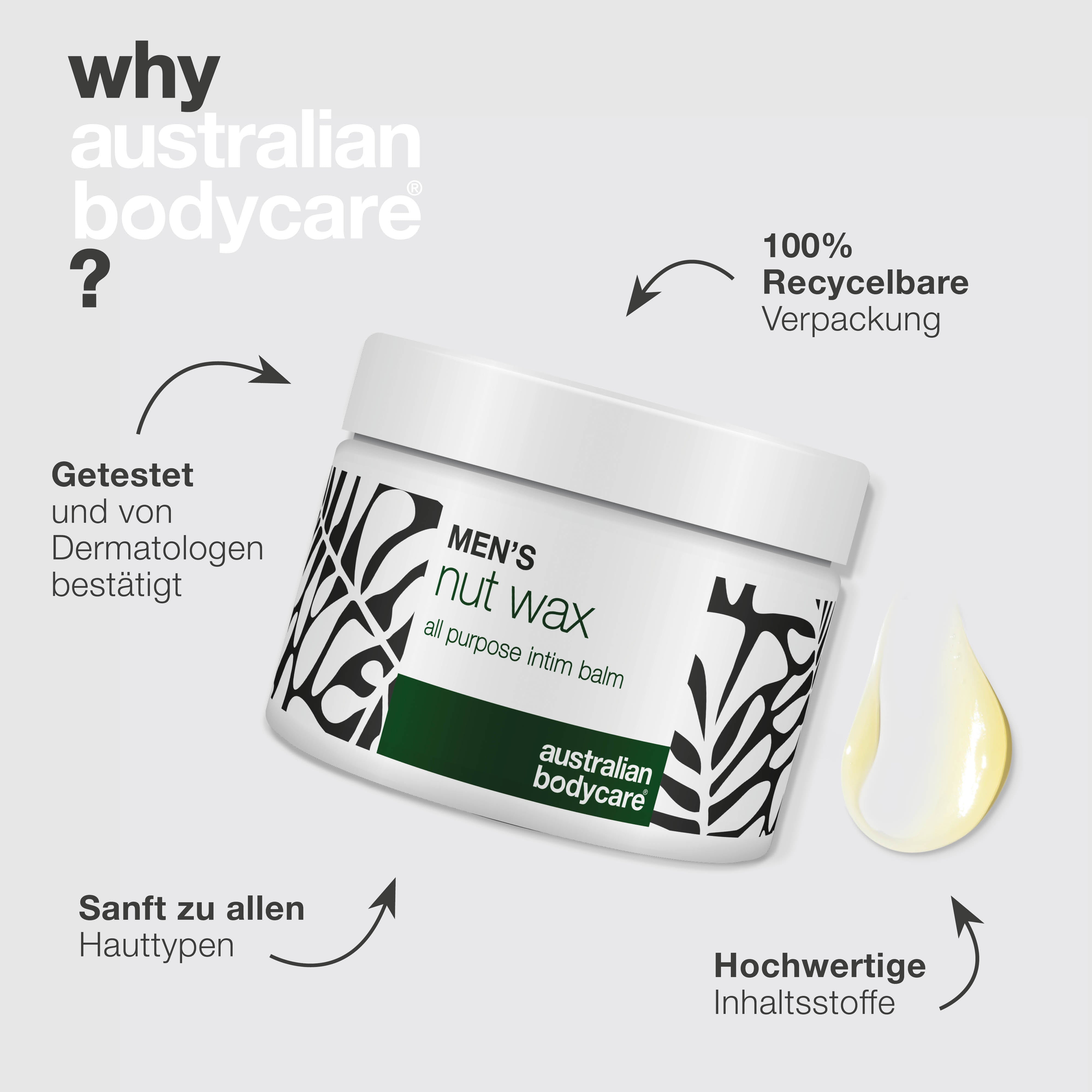 Intimpflege-Balsam für Männer schützt vor Schweiß, Hautreizungen und Juckreiz. Perfekt für empfindliche Haut dank sanfter, pflanzlicher Inhaltsstoffe.