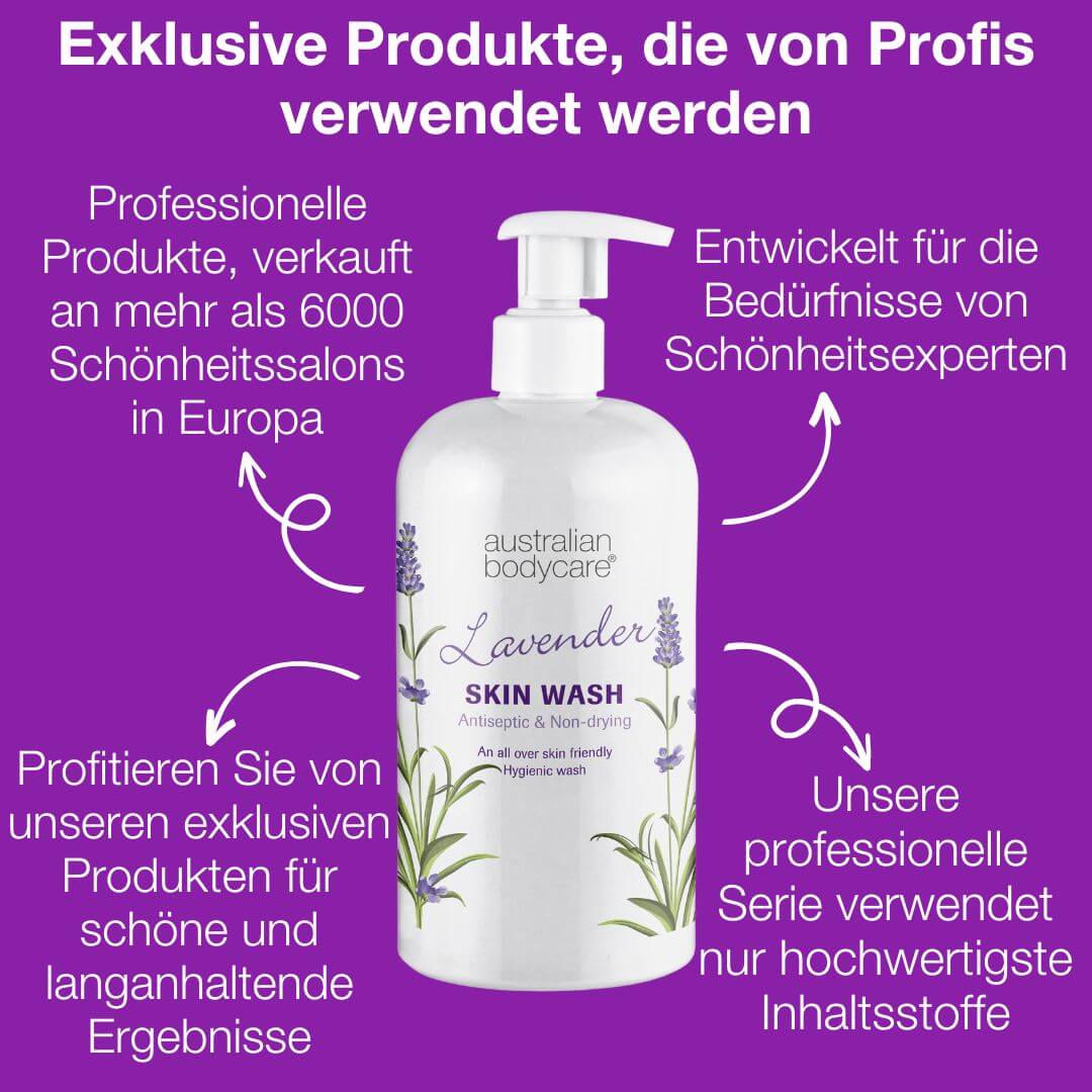 Professionelle Lavender Skin Wash - Professionell Duschgel mit Teebaumöl und Lavendel für die tägliche Körperreinigung