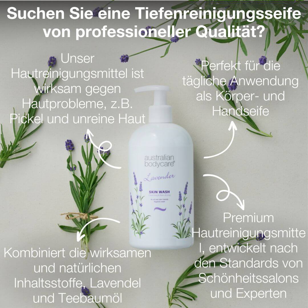 Professionelle Lavender Skin Wash - Professionell Duschgel mit Teebaumöl und Lavendel für die tägliche Körperreinigung