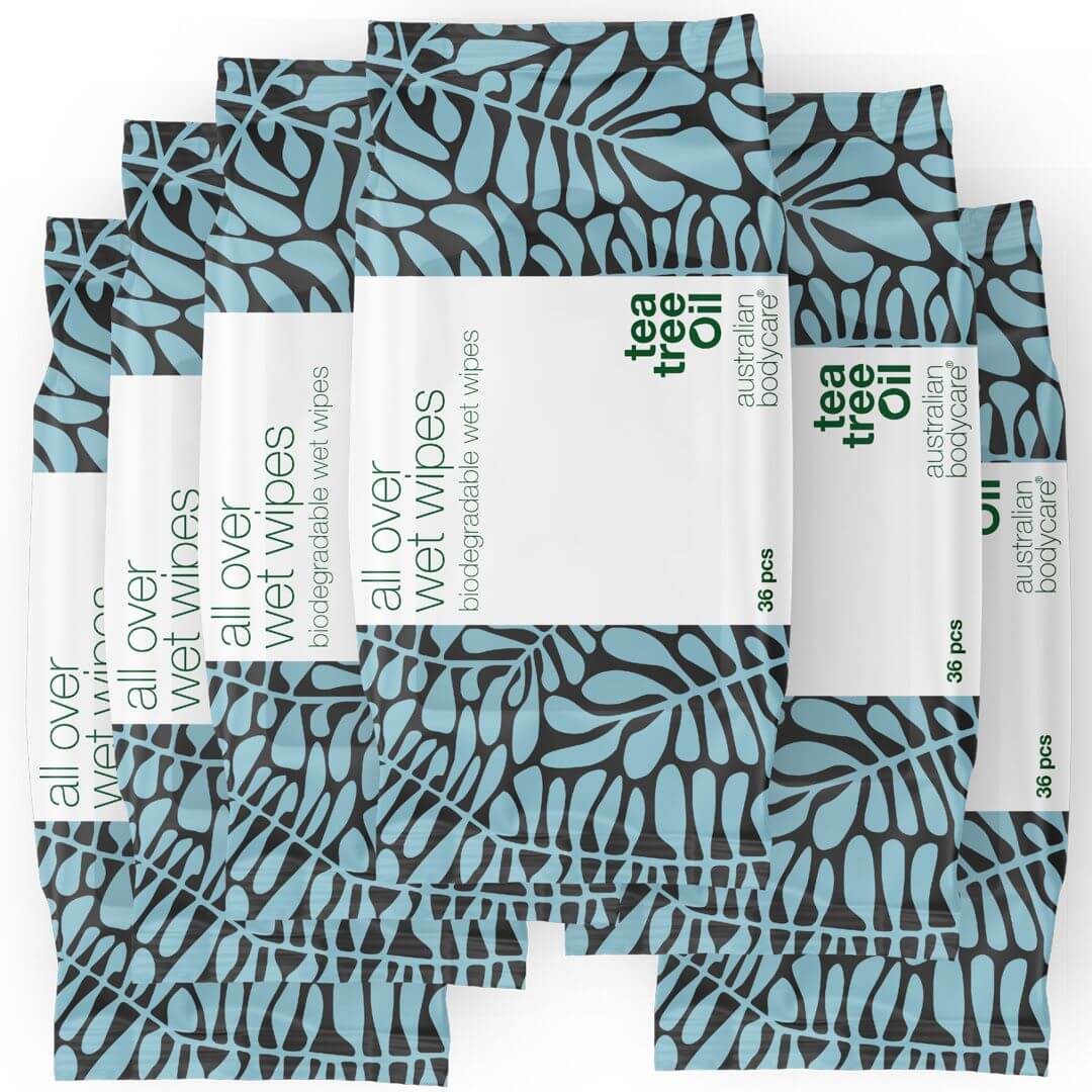 Feuchttücher mit Teebaumöl 36 Stück - Aus biologisch abbaubarem Material