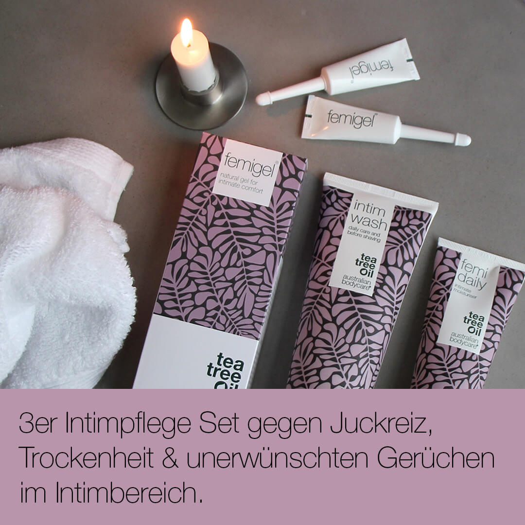 Intimpflege 3er Set - 3 Produkte für die Intimpflege gegen Scheidentrockenheit, Gerüche, Juckreiz und anderem Unbehagen im Intimbereich