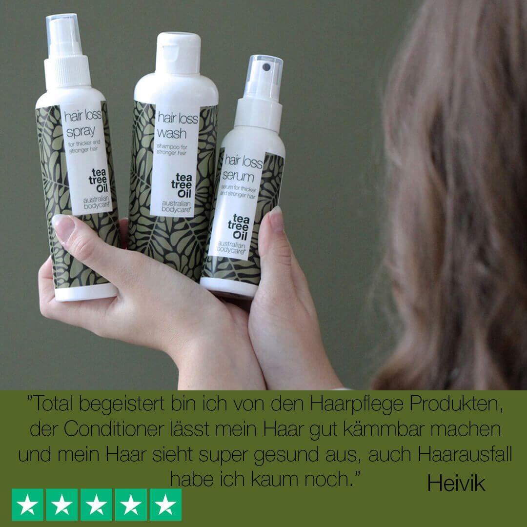 4 Produkte bei dünnem Haar und Haarausfall — Haarausfallprodukte mit Biotin, Teebaumöl und Capilia Longa