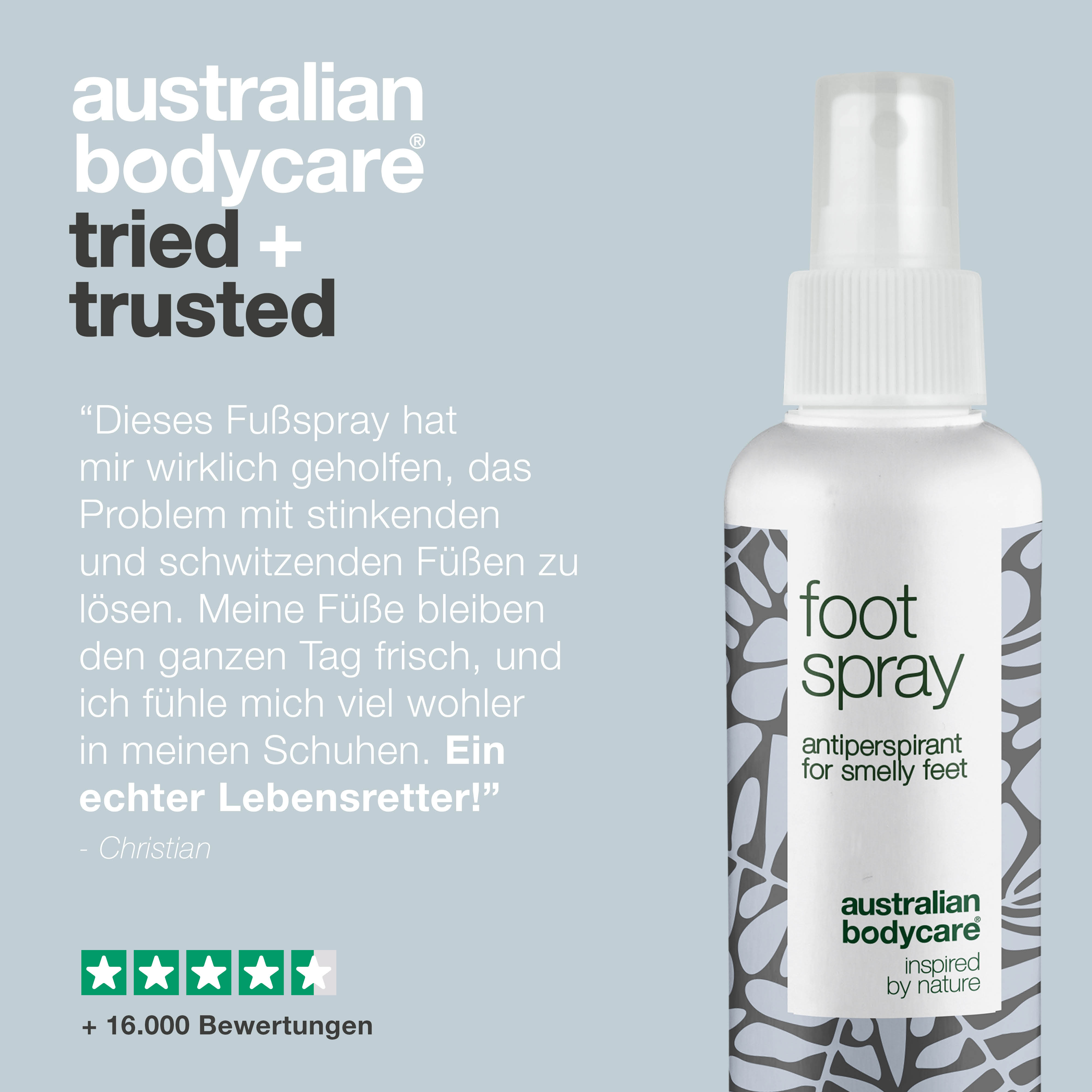 Fuß & Schuhdeo gegen Fußgeruch — Fußspray Antitranspirant bei Schweißfüßen