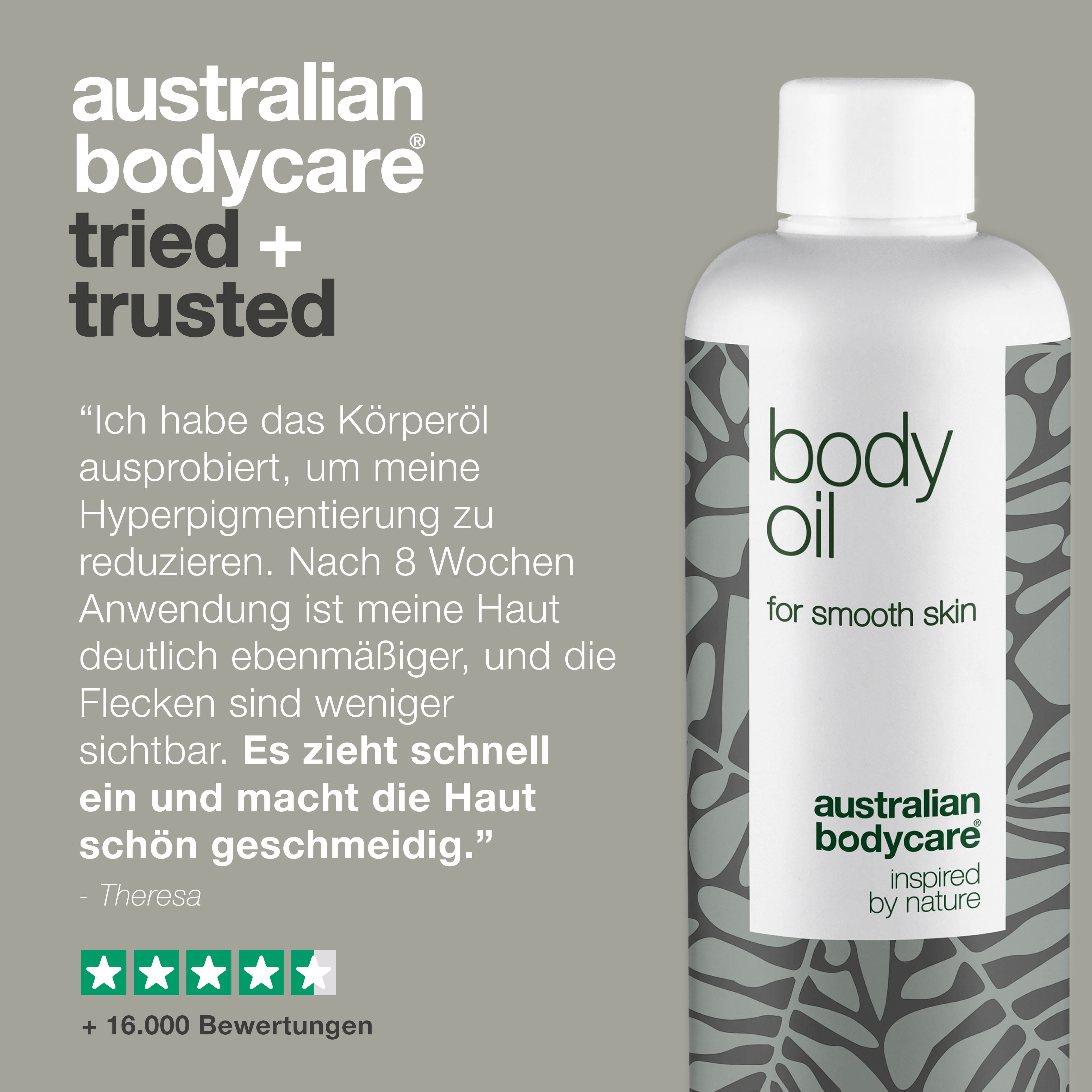 Body Oil – Reduziert Dehnungsstreifen, Narben und Pigmentflecken — Body Oil reduziert Dehnungsstreifen, Narben und Pigmentflecken. Mit Mandelöl, Squalan und Vitamin E für eine hydratisierte, geschmeidige Haut.