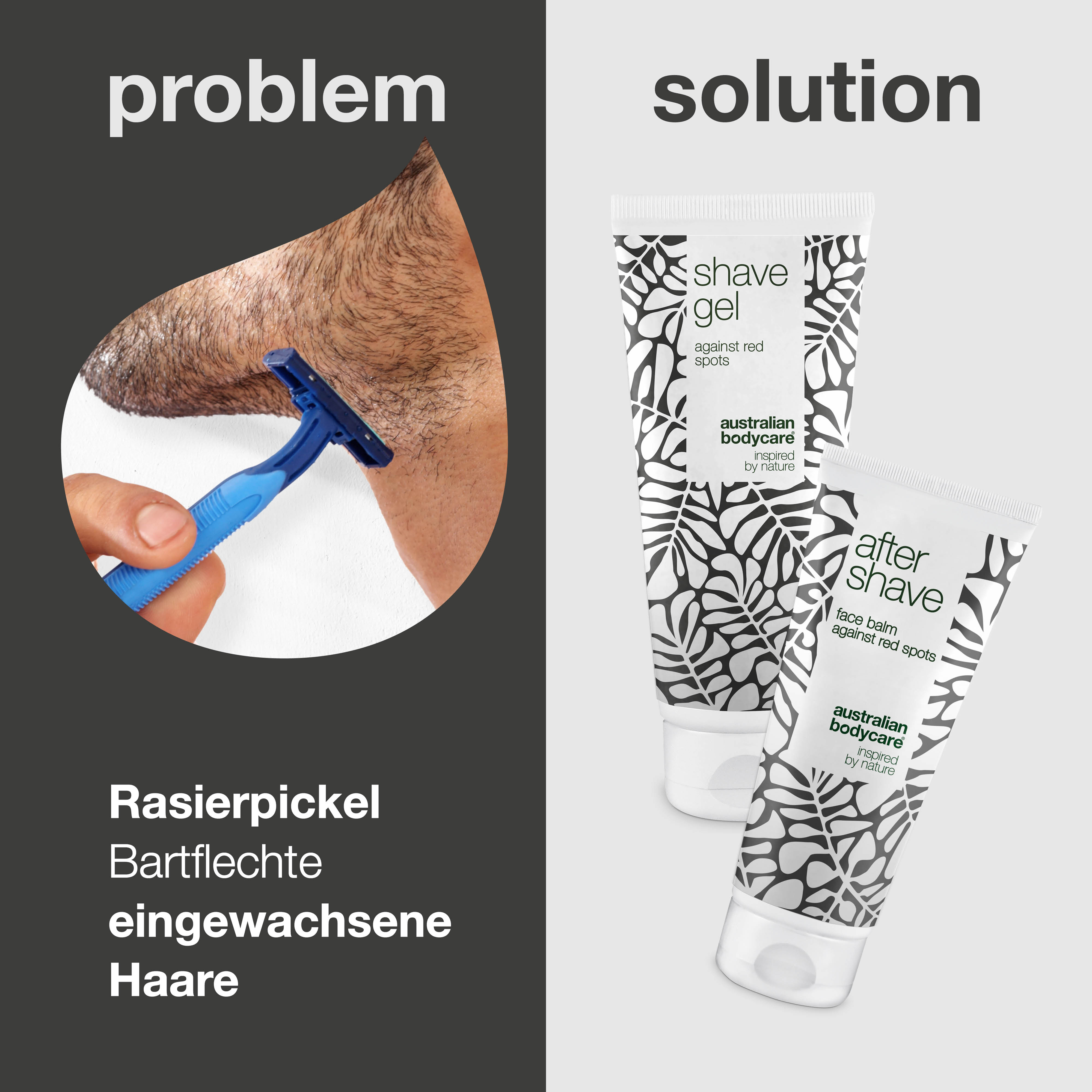 Set zur Bekämpfung von Rasierpickeln und Rasurbrand — 2 Produkte gegen eingewachsene Haare und Bartflechte