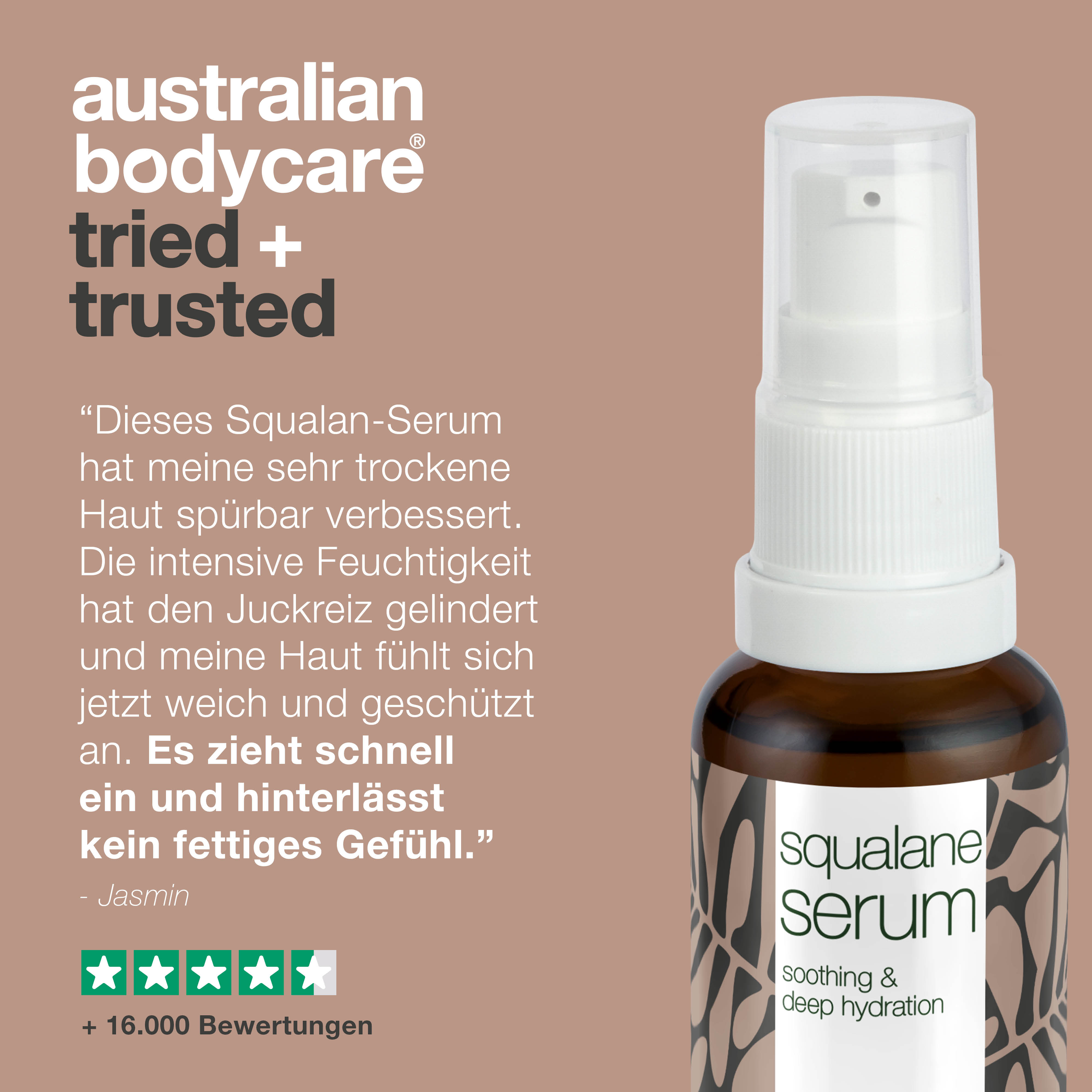 Feuchtigkeitsspendendes Gesichtsserum mit Squalan & Vitamin E — Squalan & Vitamin E spenden trockener Haut Feuchtigkeit. Leichtes, nicht fettendes Serum für weiche, geschmeidige Haut.