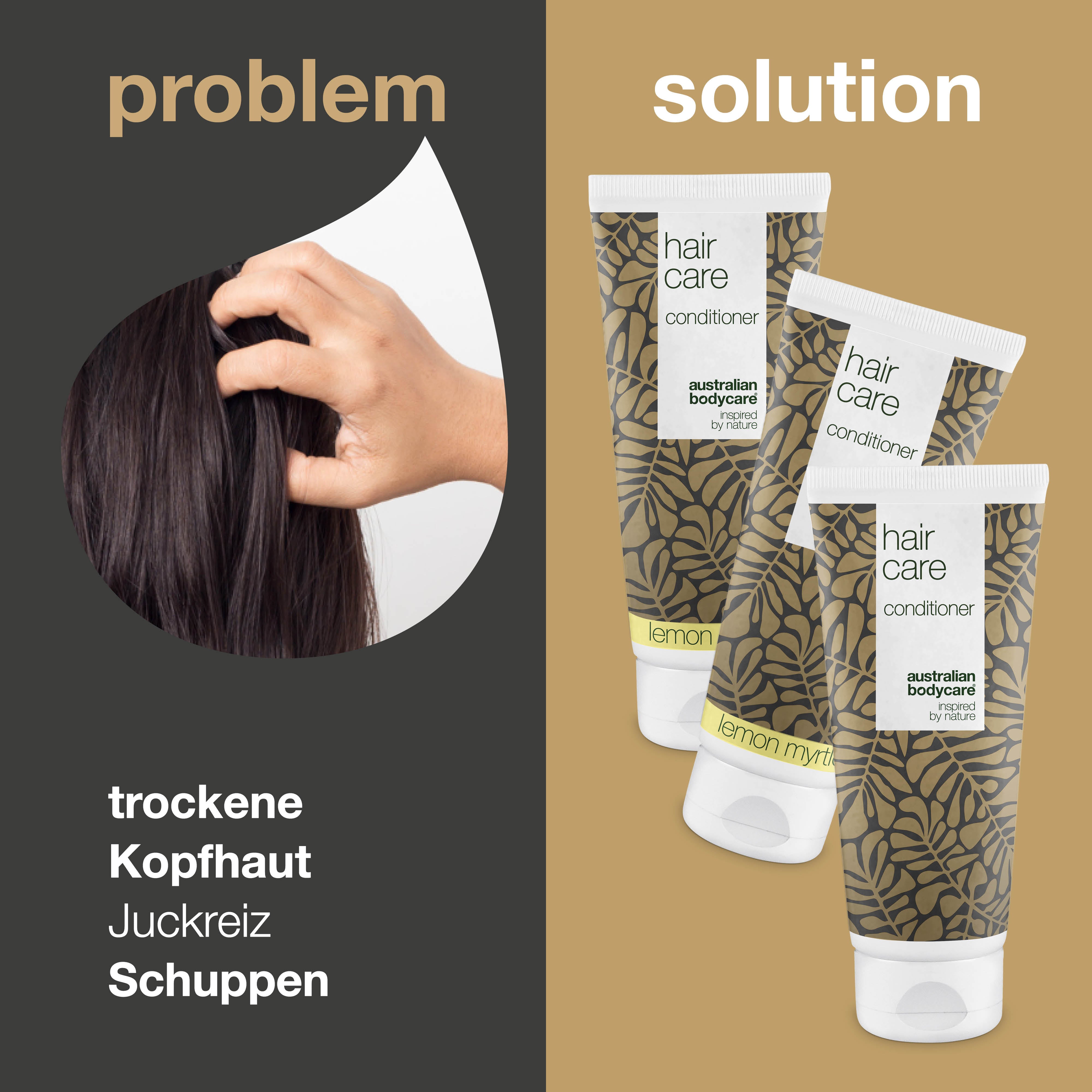 3 Hair Care Spülung - Angebotspaket — Angebotspaket mit 3 Haarspülungen (200 ml): Teebaumöl & Lemon Myrtle