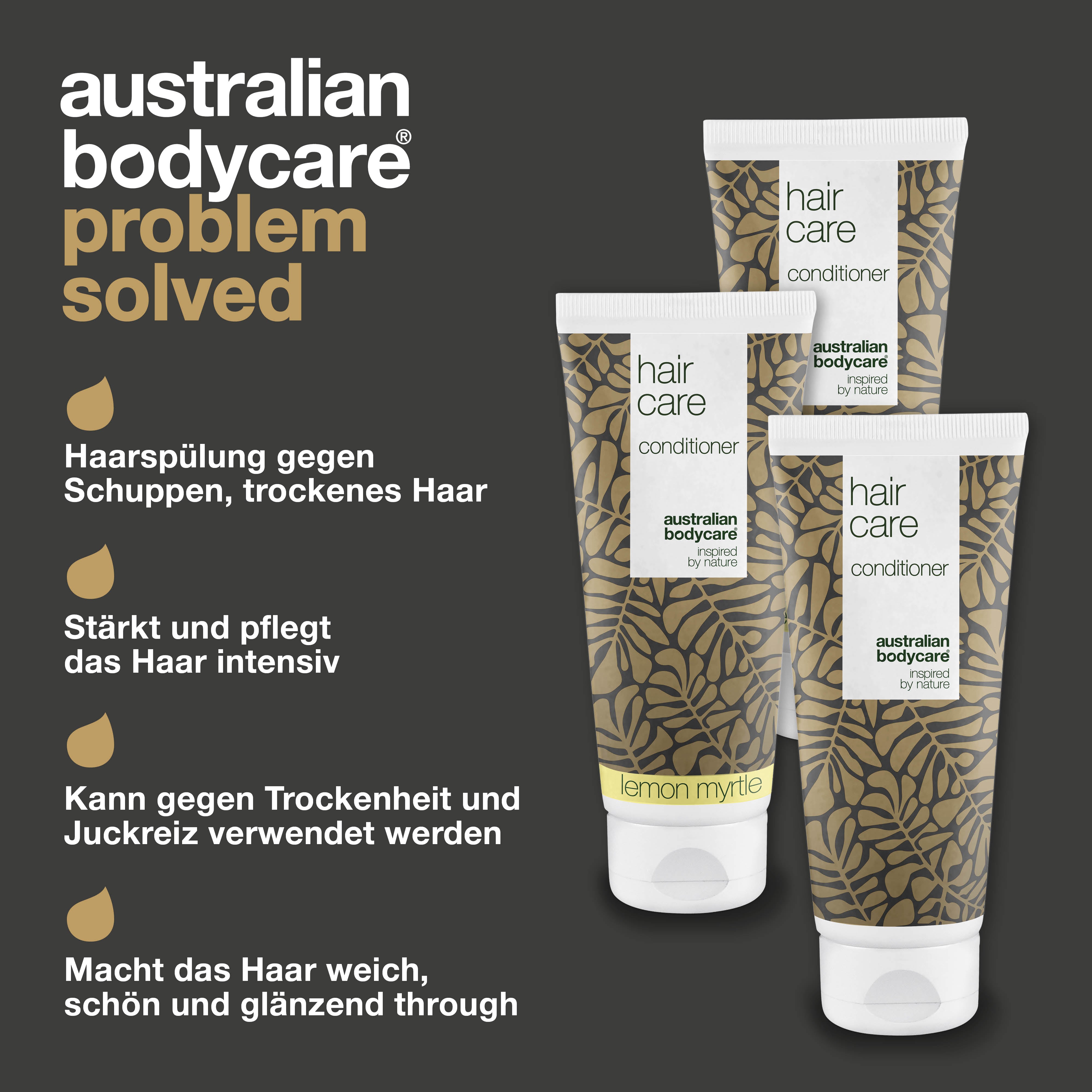 3 Hair Care Spülung - Angebotspaket — Angebotspaket mit 3 Haarspülungen (200 ml): Teebaumöl & Lemon Myrtle