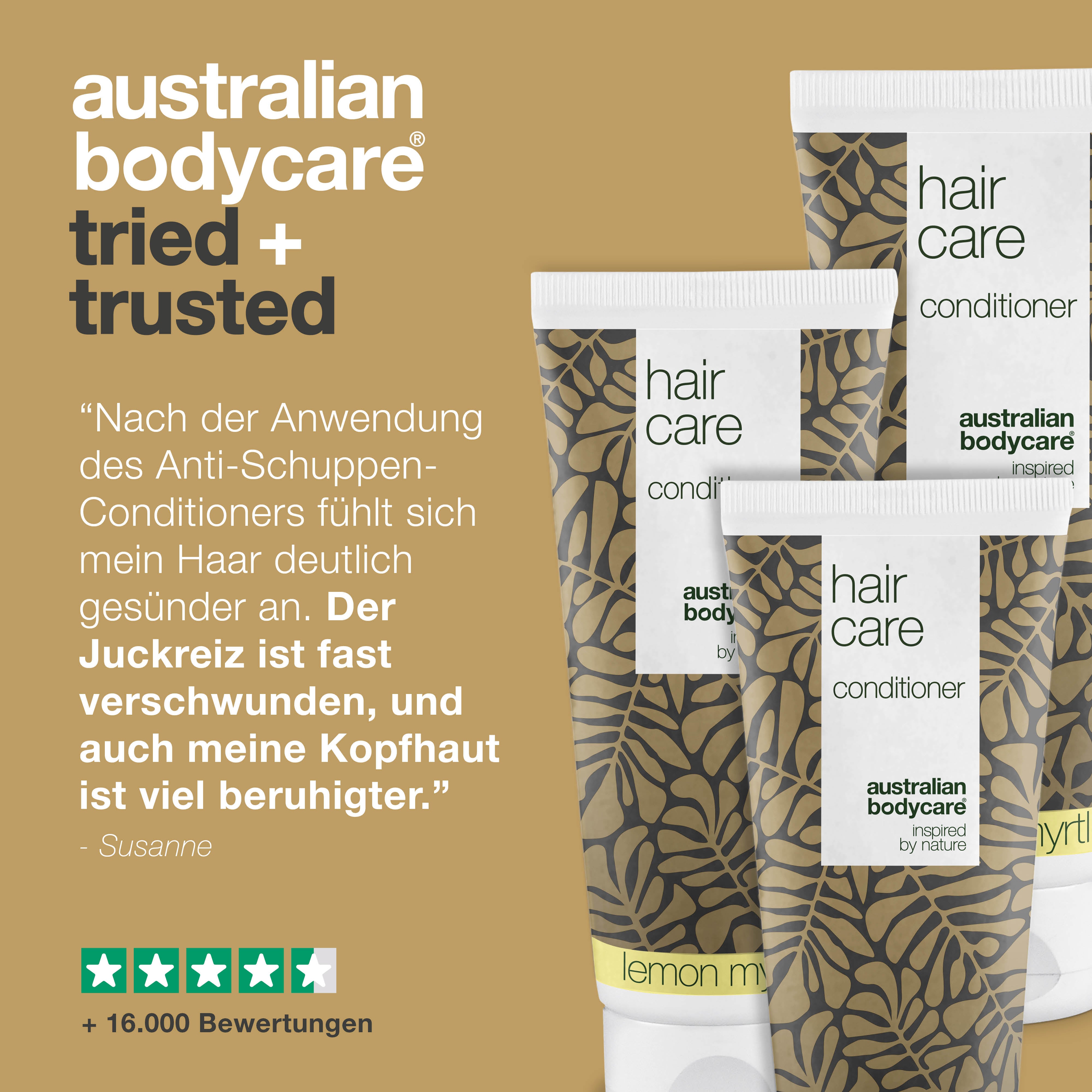 3 Hair Care Spülung - Angebotspaket — Angebotspaket mit 3 Haarspülungen (200 ml): Teebaumöl & Lemon Myrtle