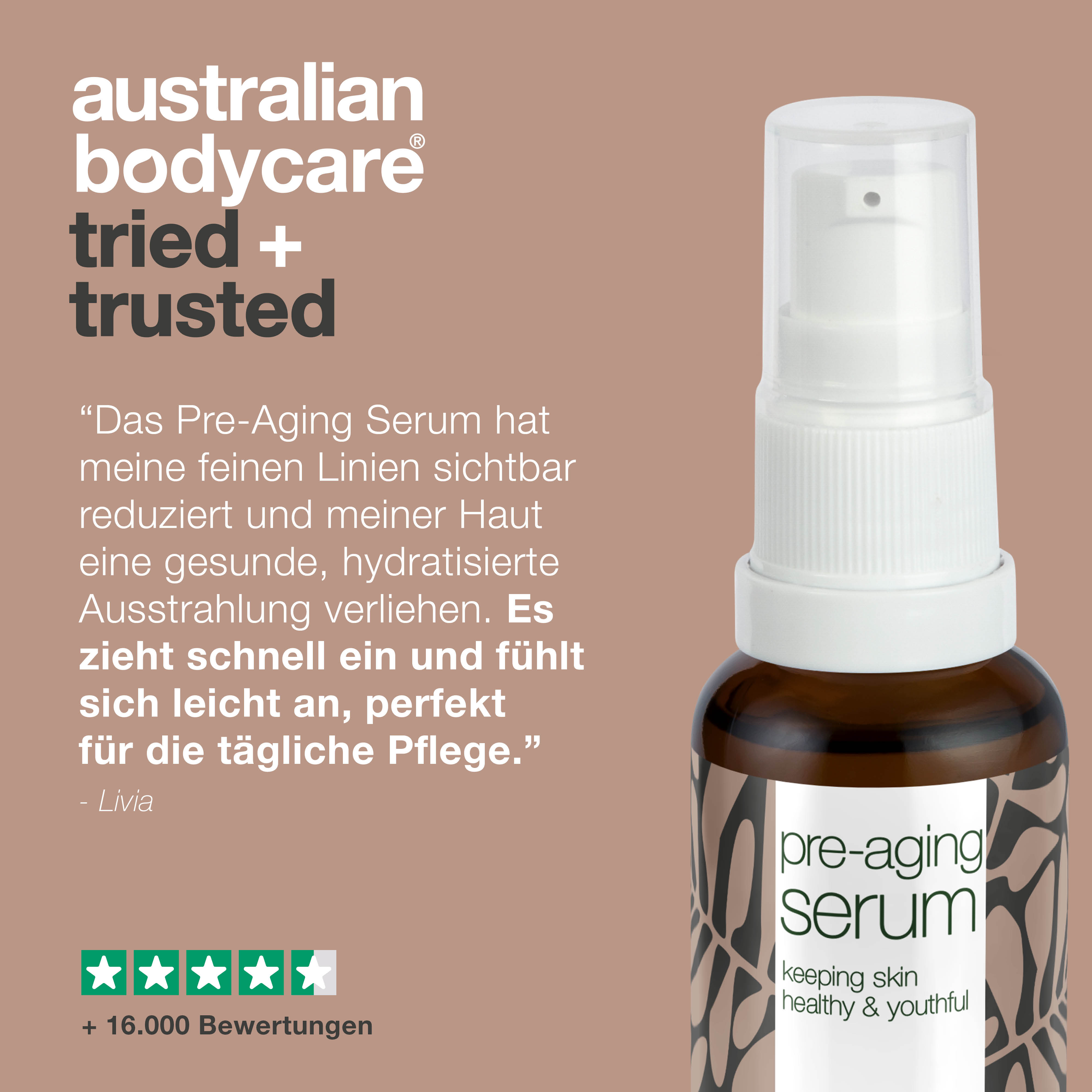 Pre-Aging Serum zur Vorbeugung von Alterserscheinungen — Anti-Falten-Gesichtsserum mit Hyaluronsäure, Peptiden & Koffein gegen Falten