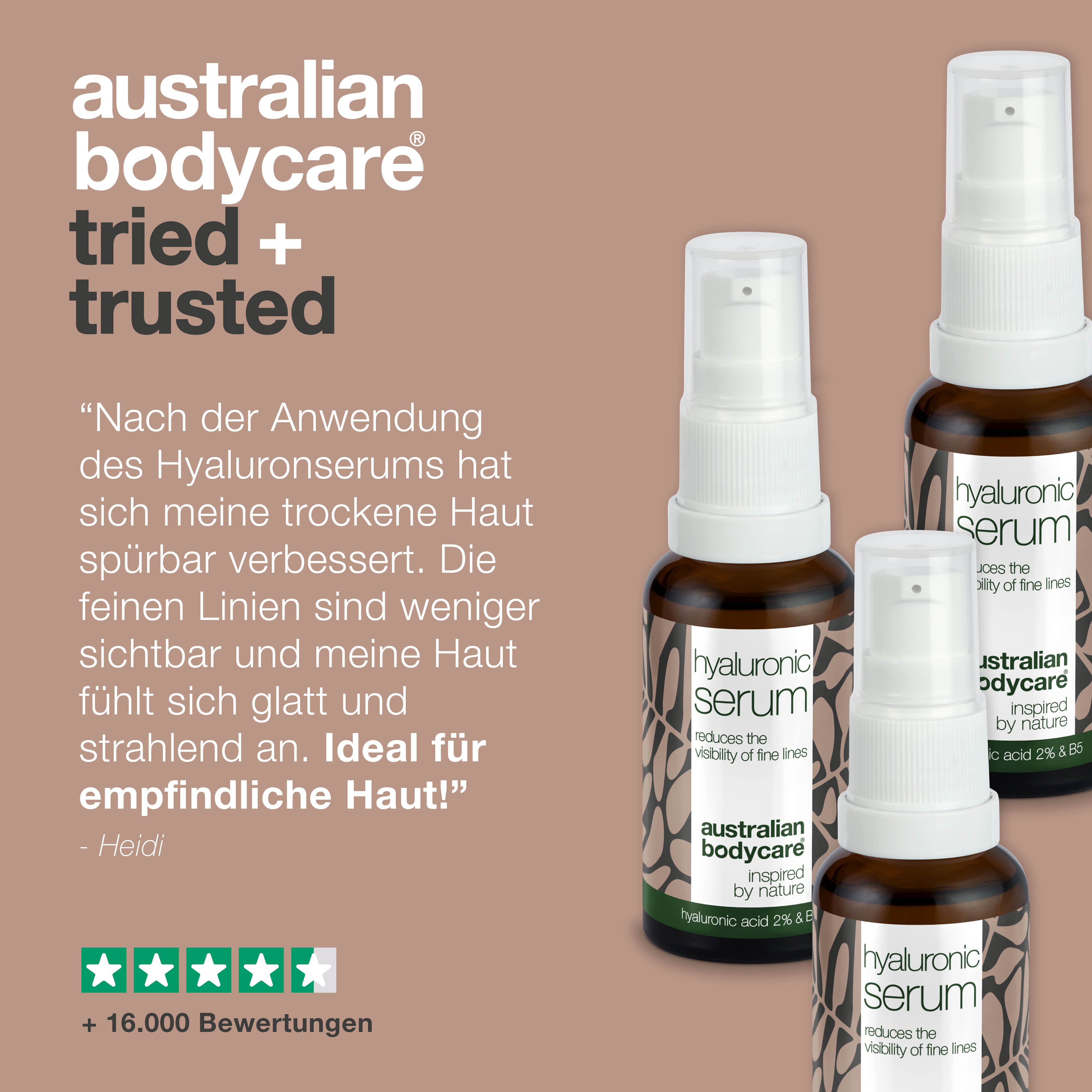 3 x Hyaluronsäure—Serum für strahlende Haut bei feinen Linien — Mit Hyaluronsäure 2 % und Vitamin B5 bei feinen Linien und Falten