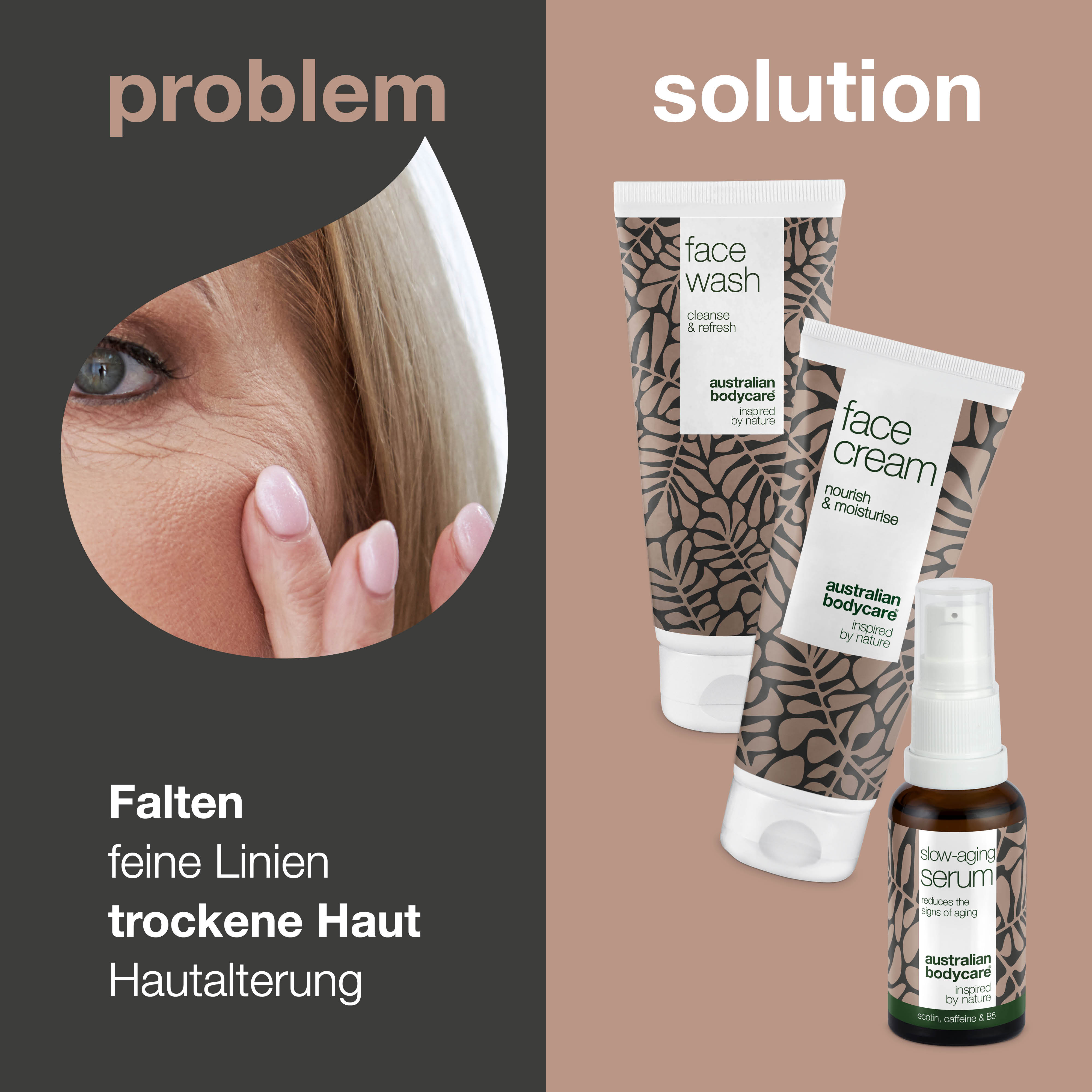 Set mit Anti-Aging Produkten für 50+ — 3 Produkte bei Falten und reiferer Haut: Gesichtsreinigung, Anti Age Serum & Creme