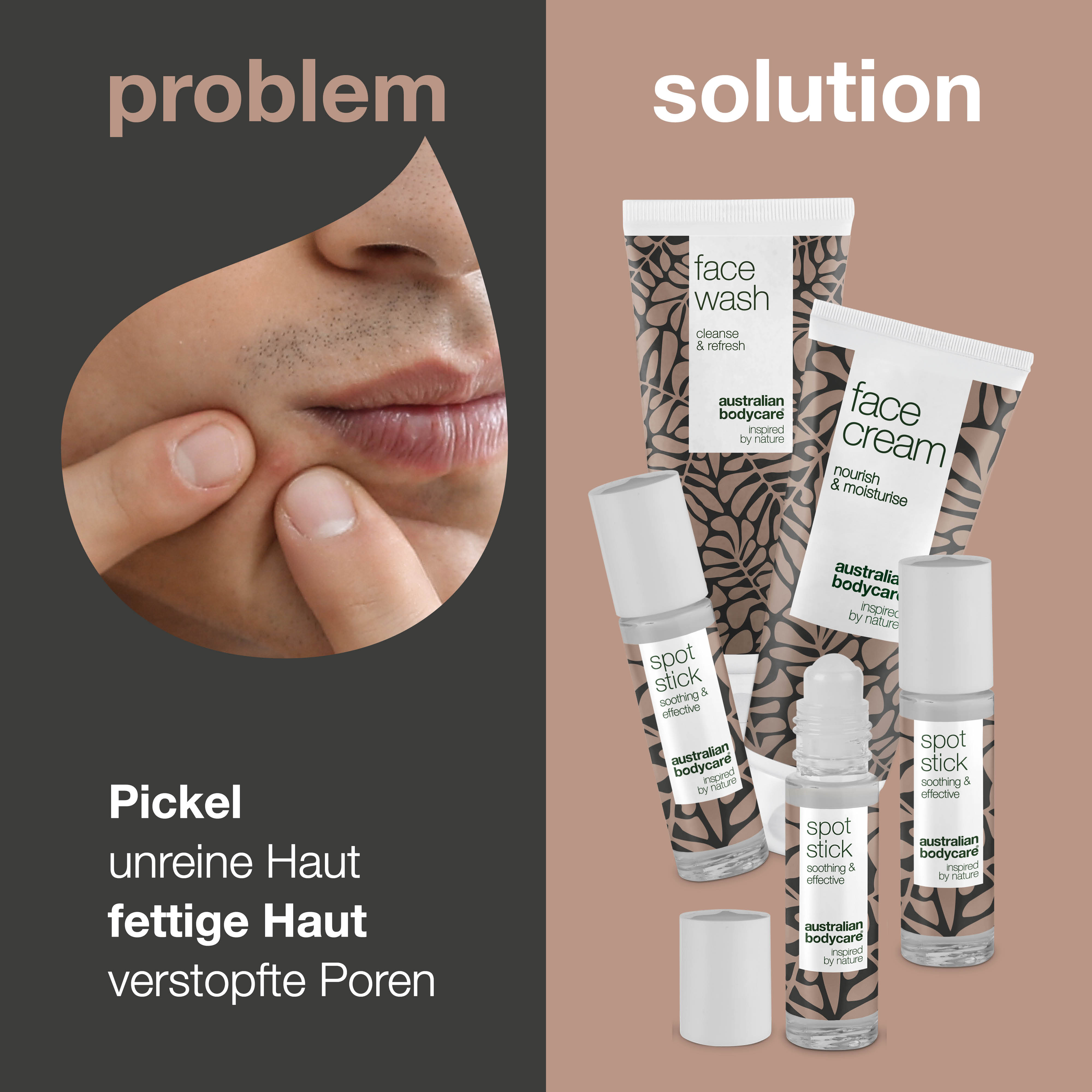 XL Paket mit Gesichtspflegeprodukten für Pickel und unreine Haut  — Große Gesichtsreinigung, Gesichtscreme & 3er-Pack Spot Stick gegen Pickel & fettige Haut