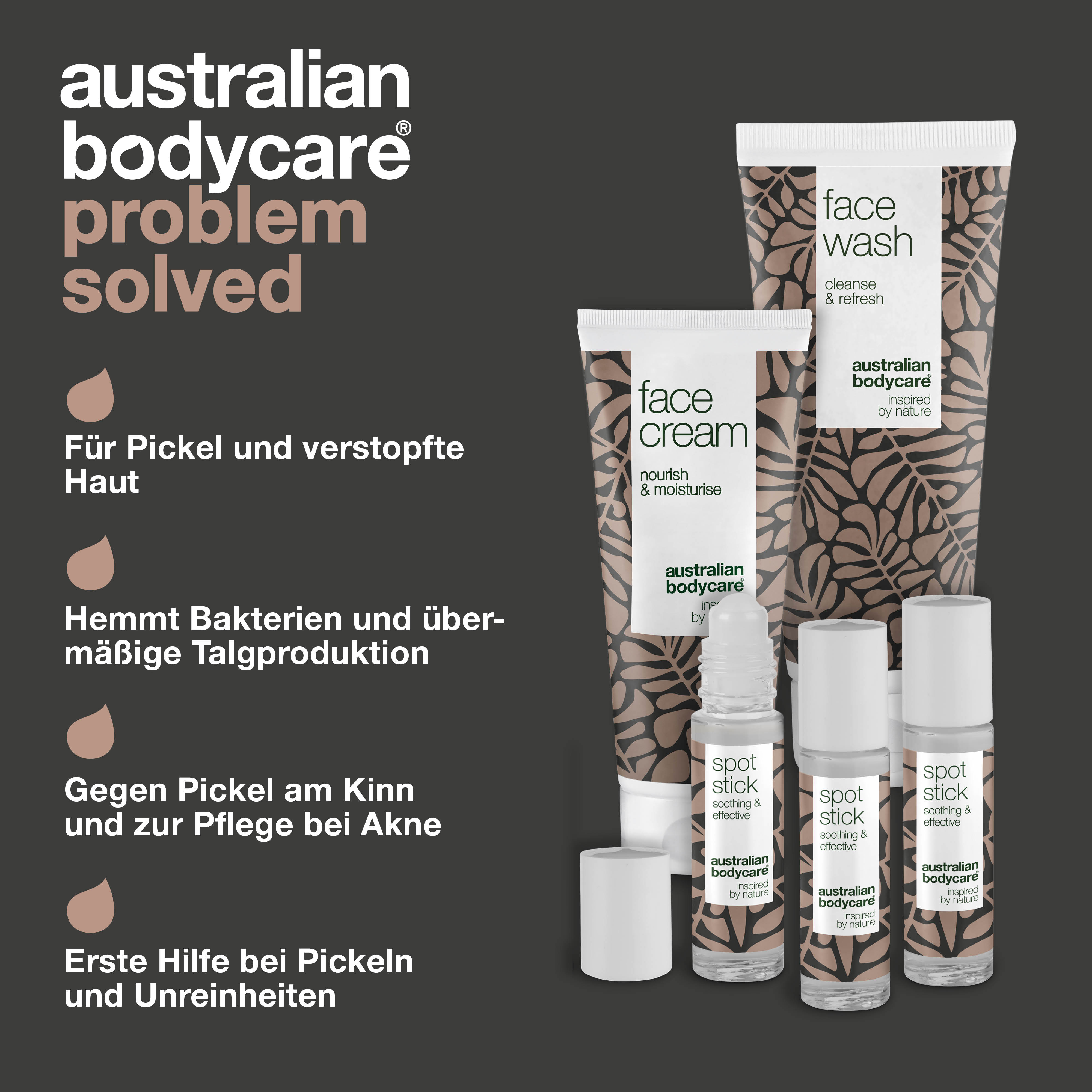 XL Paket mit Gesichtspflegeprodukten für Pickel und unreine Haut  — Große Gesichtsreinigung, Gesichtscreme & 3er-Pack Spot Stick gegen Pickel & fettige Haut