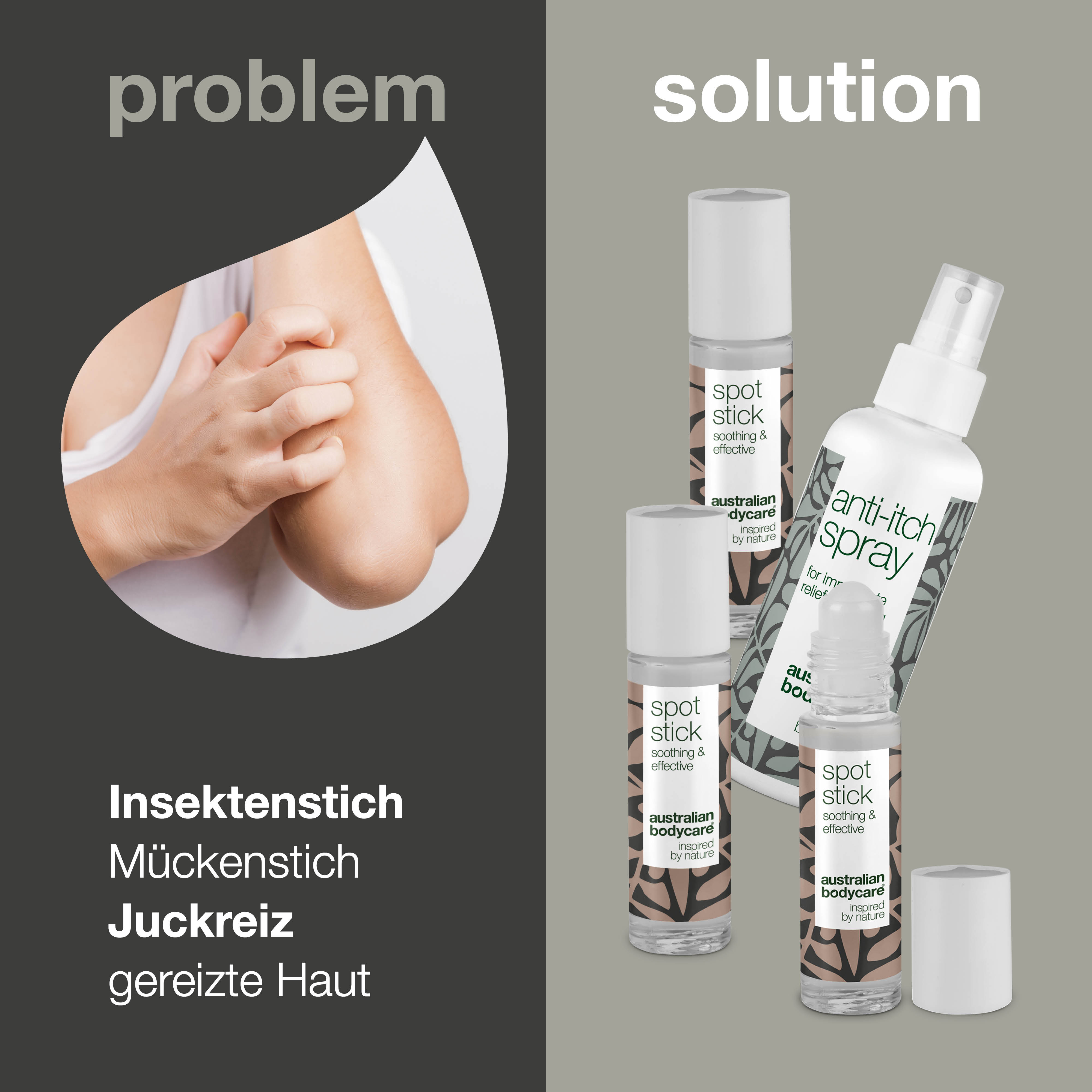 4er-Paket zur Pflege bei Mückenstichen und Insektenbissen — 4 beruhigende Produkte zur Linderung von Irritationen durch Insektenstiche