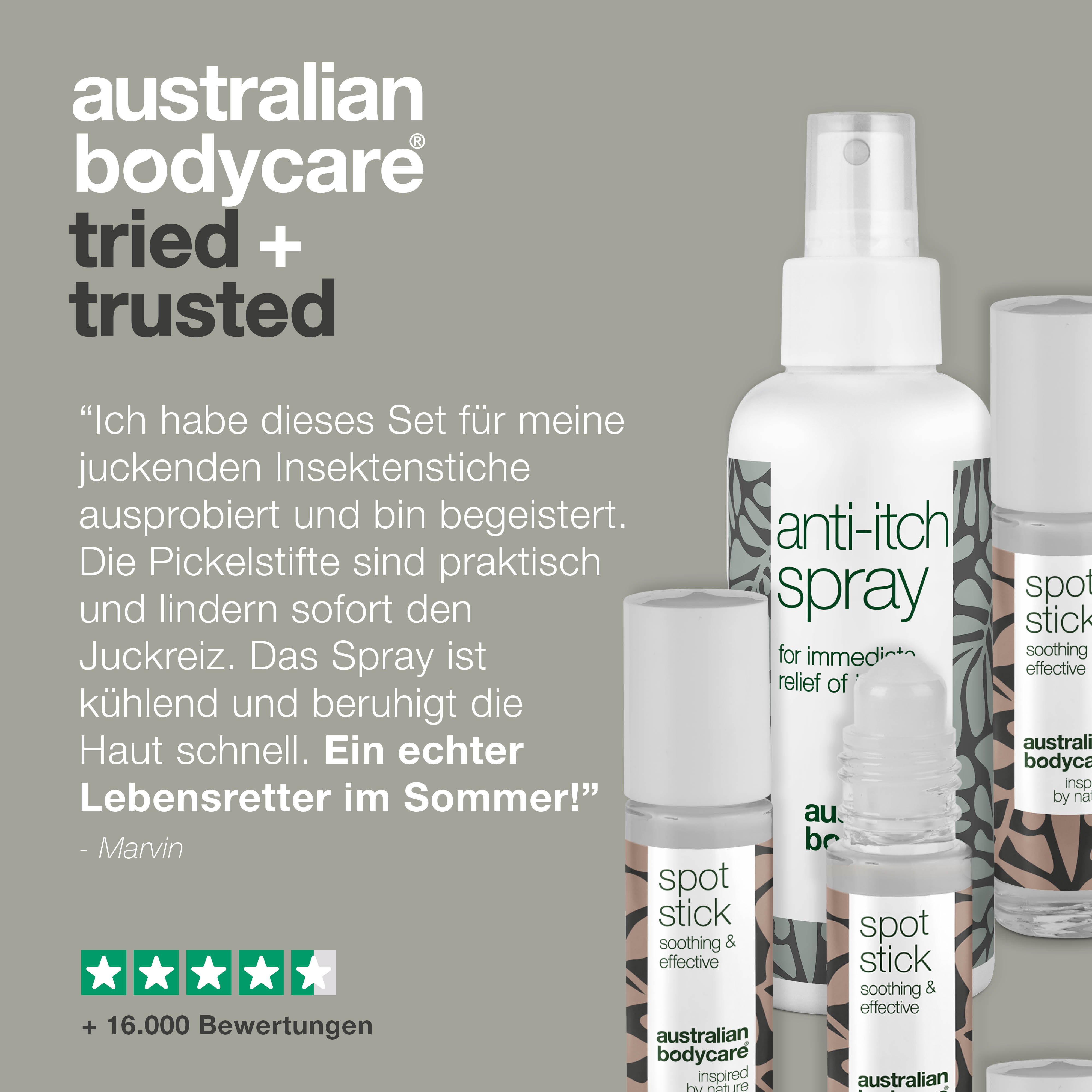 4er-Paket zur Pflege bei Mückenstichen und Insektenbissen — 4 beruhigende Produkte zur Linderung von Irritationen durch Insektenstiche