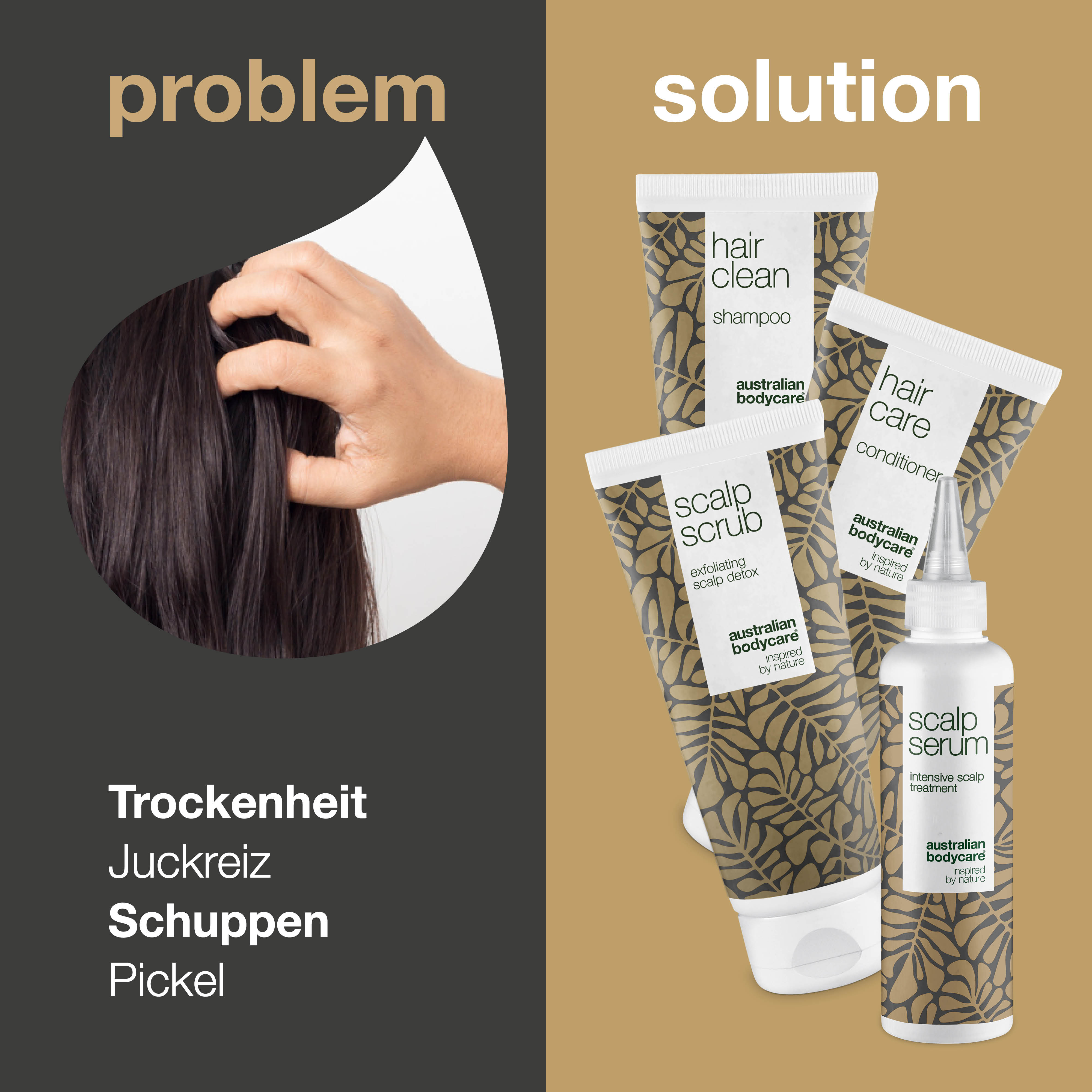 4er-Paket bei Schuppen und trockener Kopfhaut — Haarprodukte bei Schuppen, trockener Kopfhaut, Jucken, oder fettigem Haar