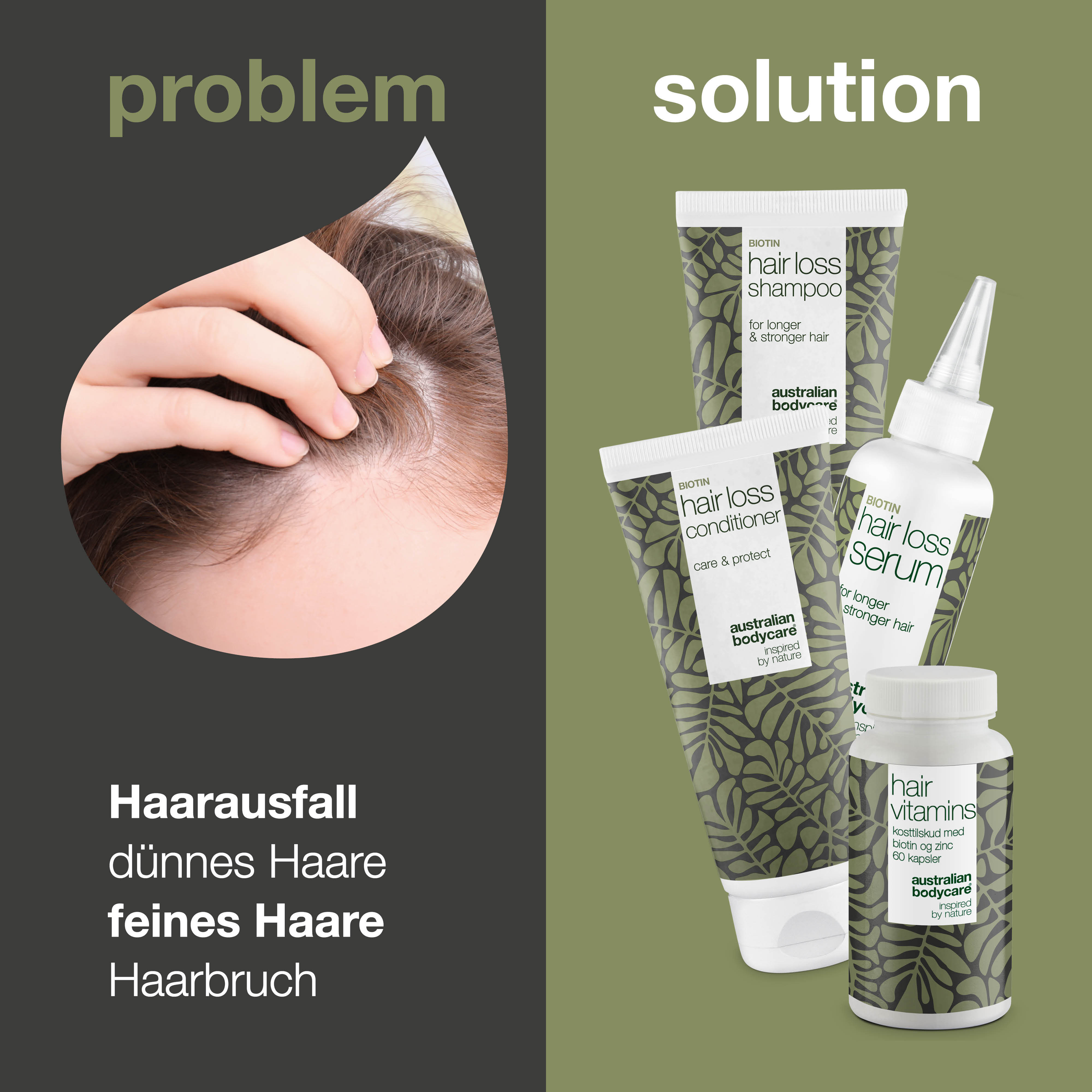 4 Produkte bei dünnem Haar und Haarausfall — Haarausfallprodukte mit Biotin, Teebaumöl und Capilia Longa