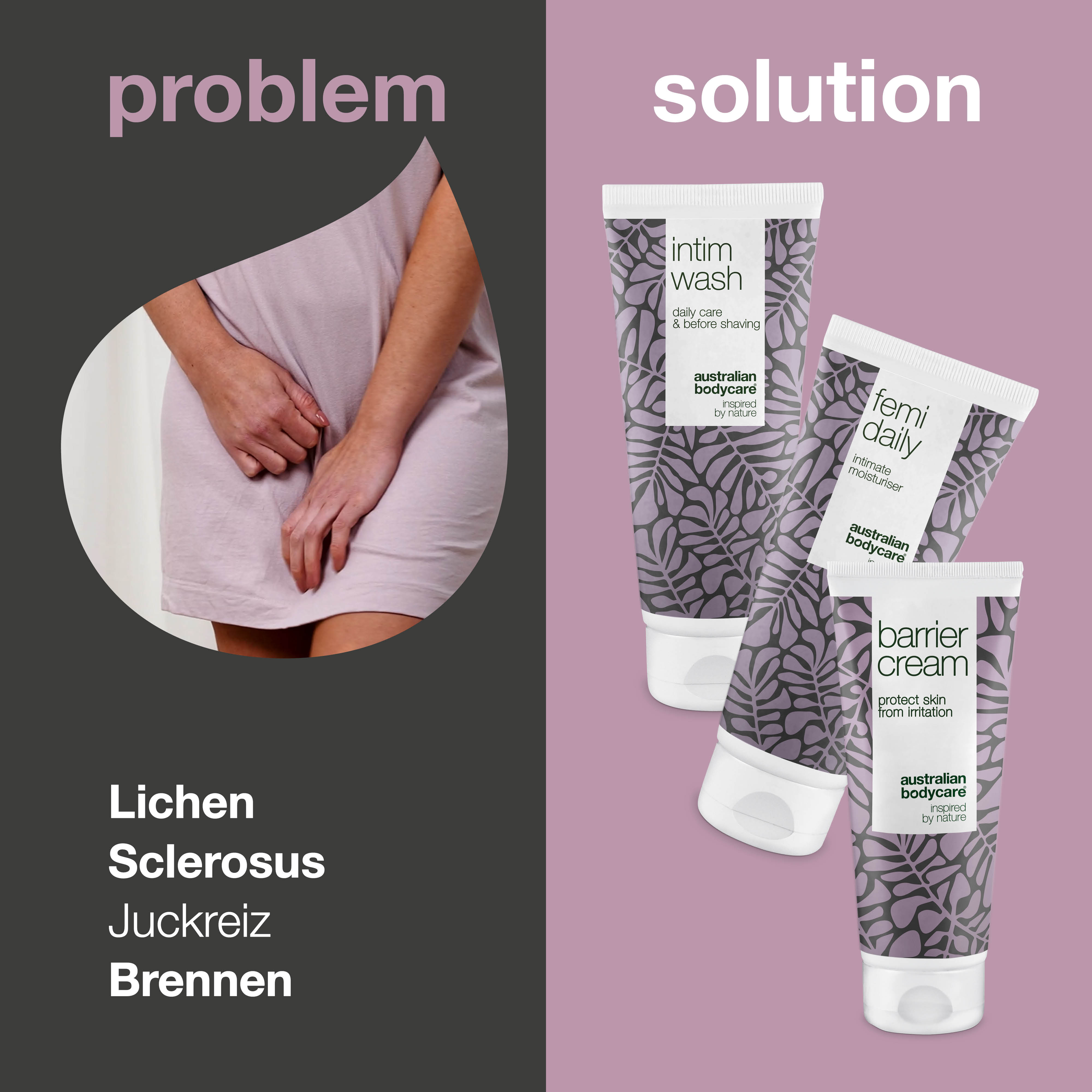 3-er Paket zur Pflege bei Lichen Sclerosus — Beruhigende Intimprodukte pflegen und schützen bei Juckreiz und Schmerzen