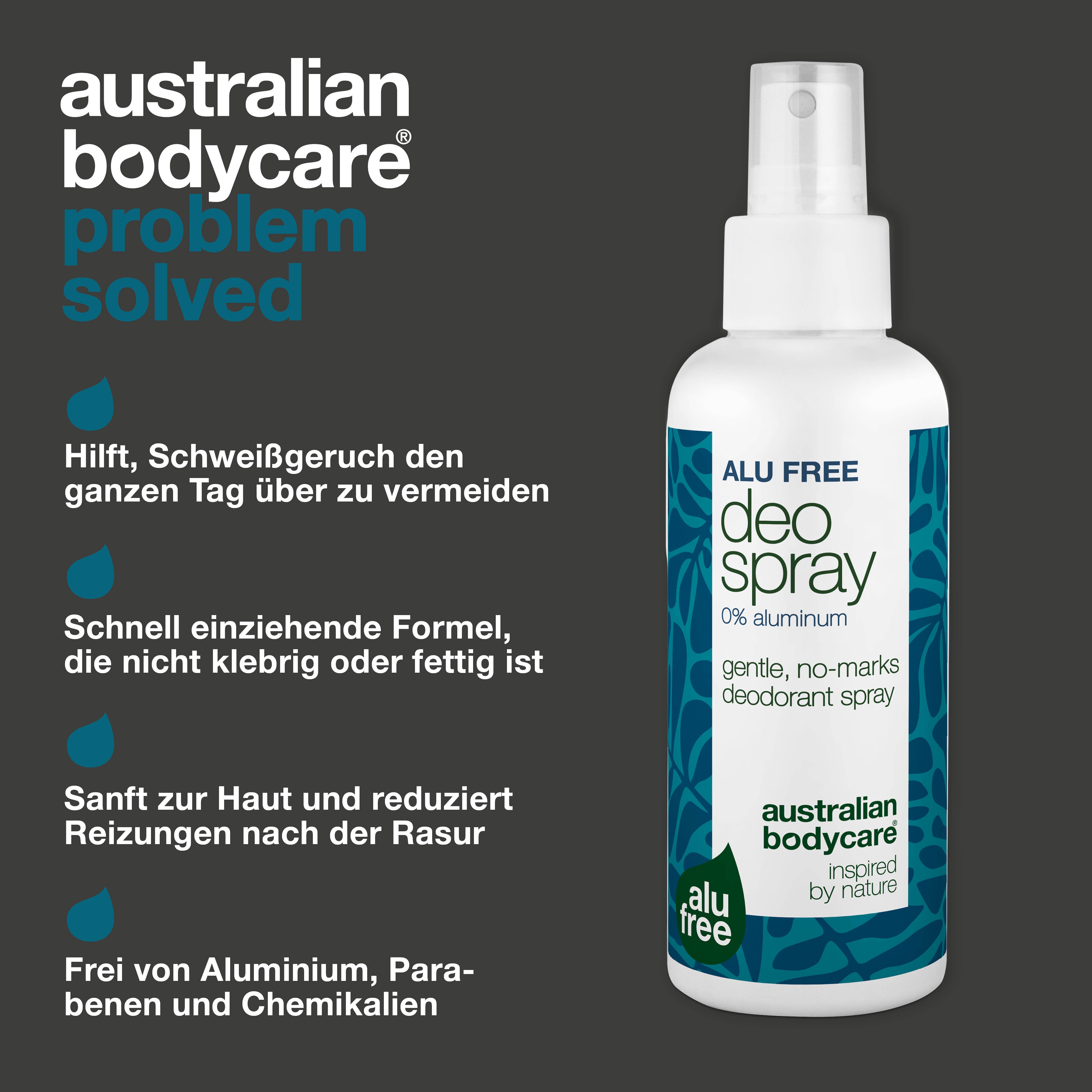 Aluminiumfreies Deodorant-Spray – Natürliche Frische — Aluminiumfreies Deodorant mit natürlichen Inhaltsstoffen. Bekämpft Gerüche, trocknet schnell und hält Sie den ganzen Tag frisch.