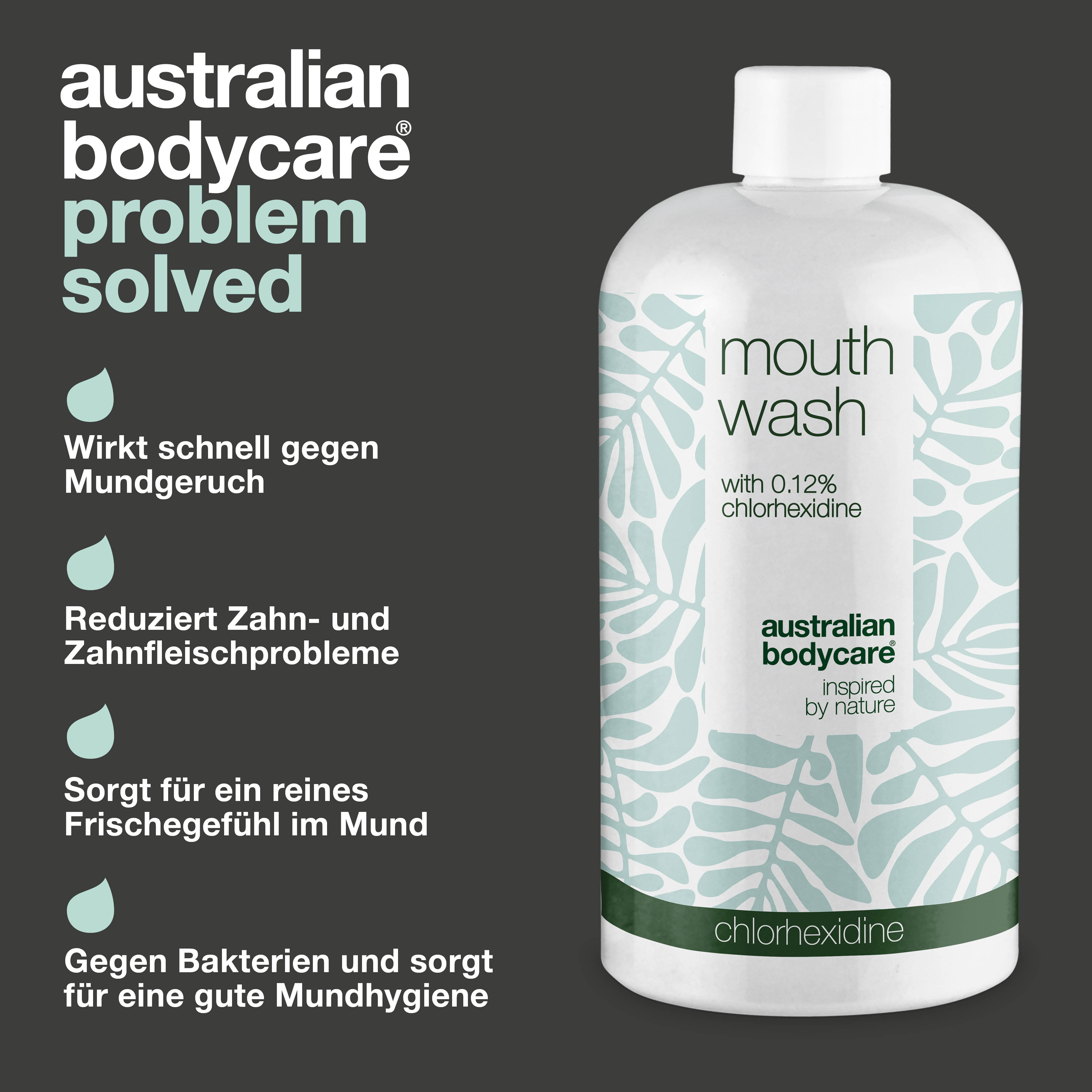 Chlorhexidin Mundspülung 0,12% mit Teebaumöl — Mundspülung zur täglichen Pflege bei Zahnfleischentzündungen, Parodontose und Mundgeruch