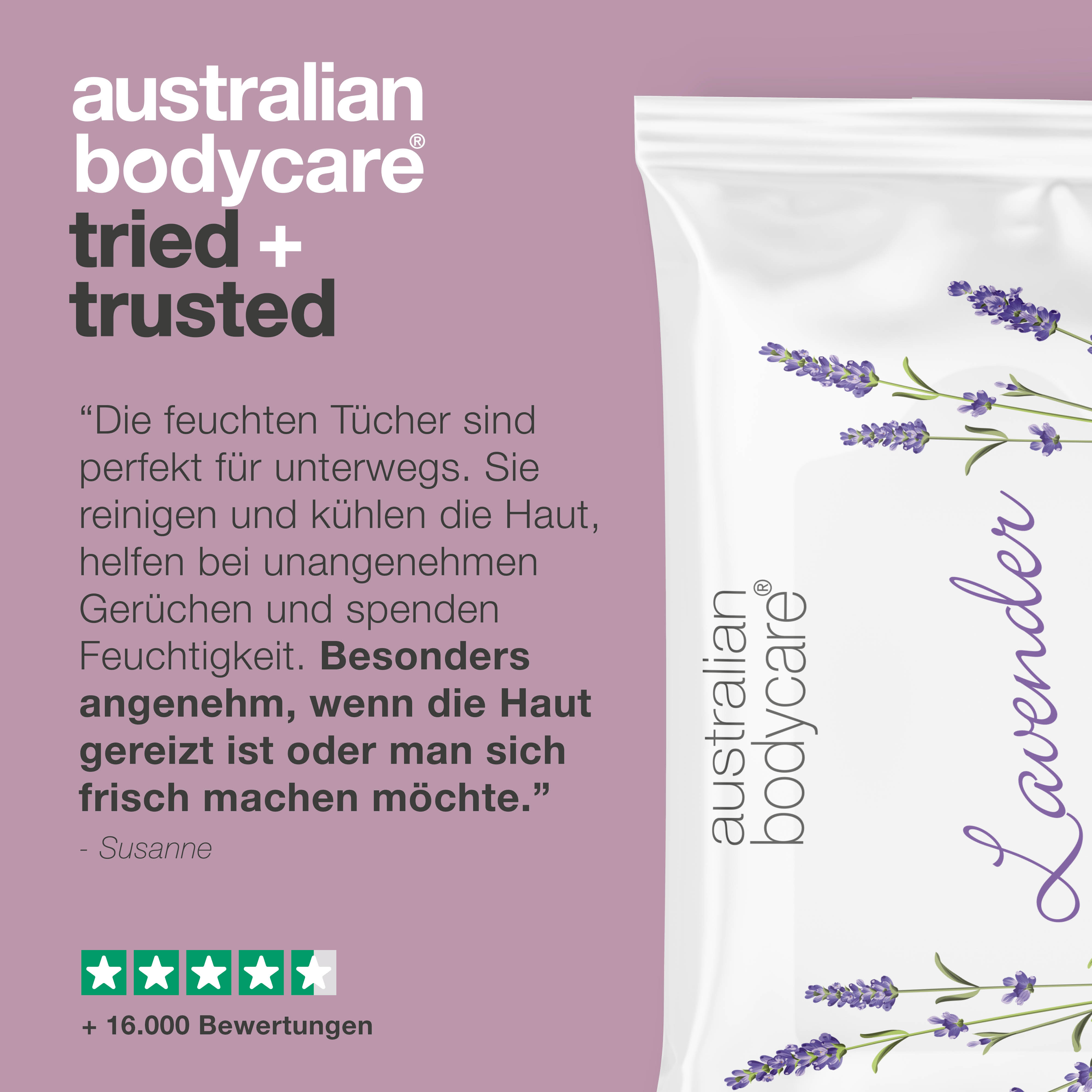 Erfrischende Feuchttücher mit Lavendel & Teebaumöl 24 Stück — Als Erfrischung zwischendurch
