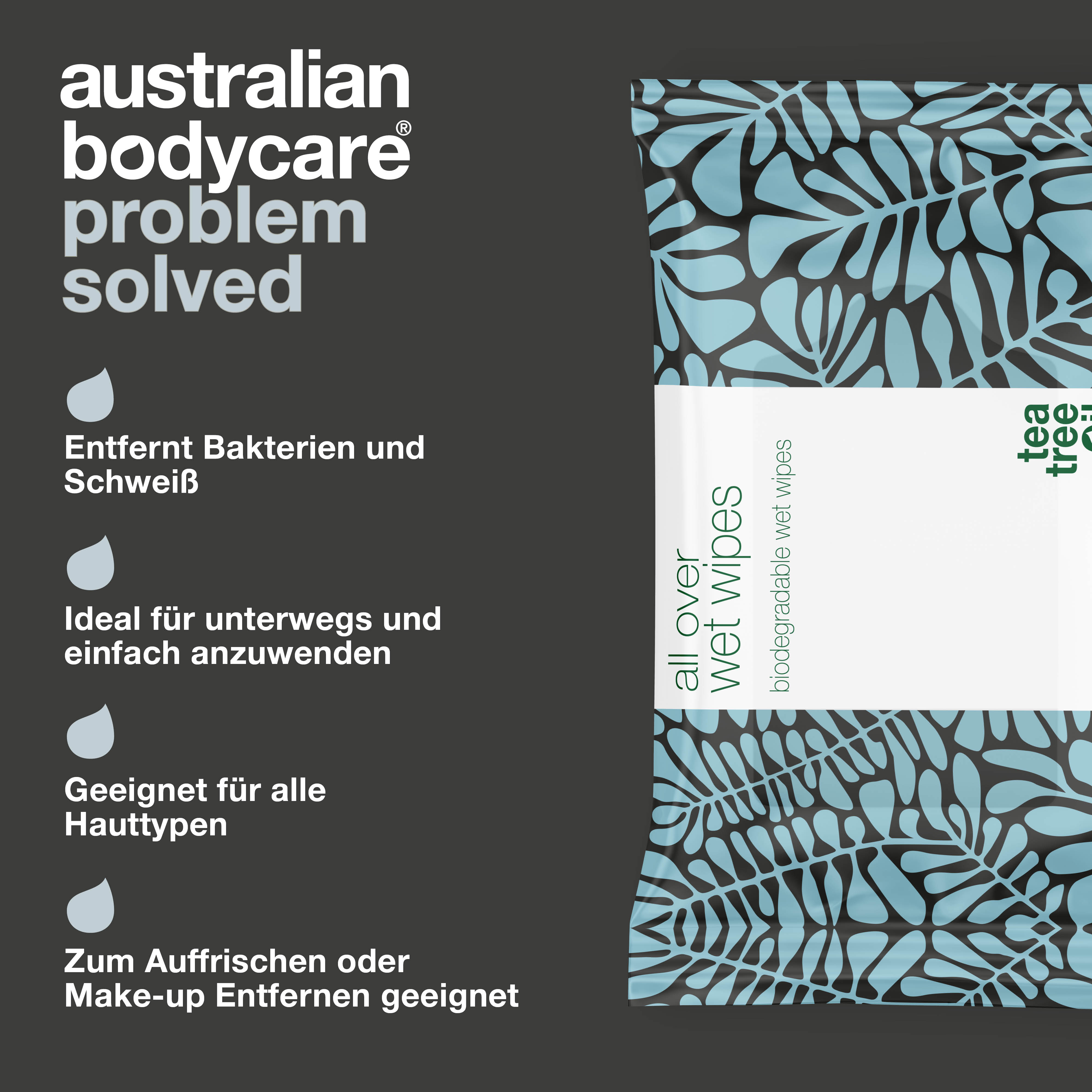 Feuchttücher mit Teebaumöl 36 Stück — Aus biologisch abbaubarem Material