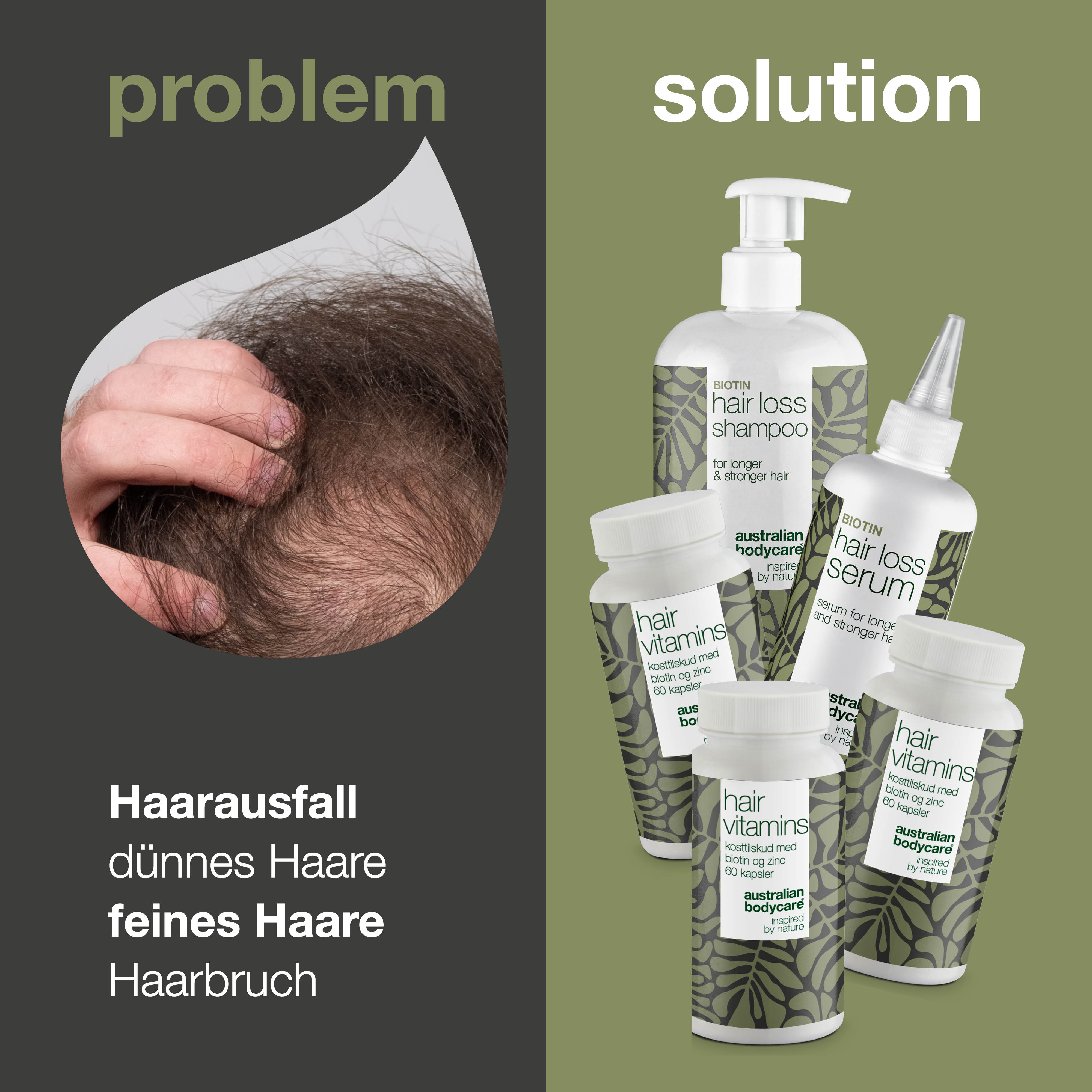 XL Paket gegen Haarausfall & Haarvitamine — 5 Haarausfallprodukte mit Biotin für dünner werdendes Haar