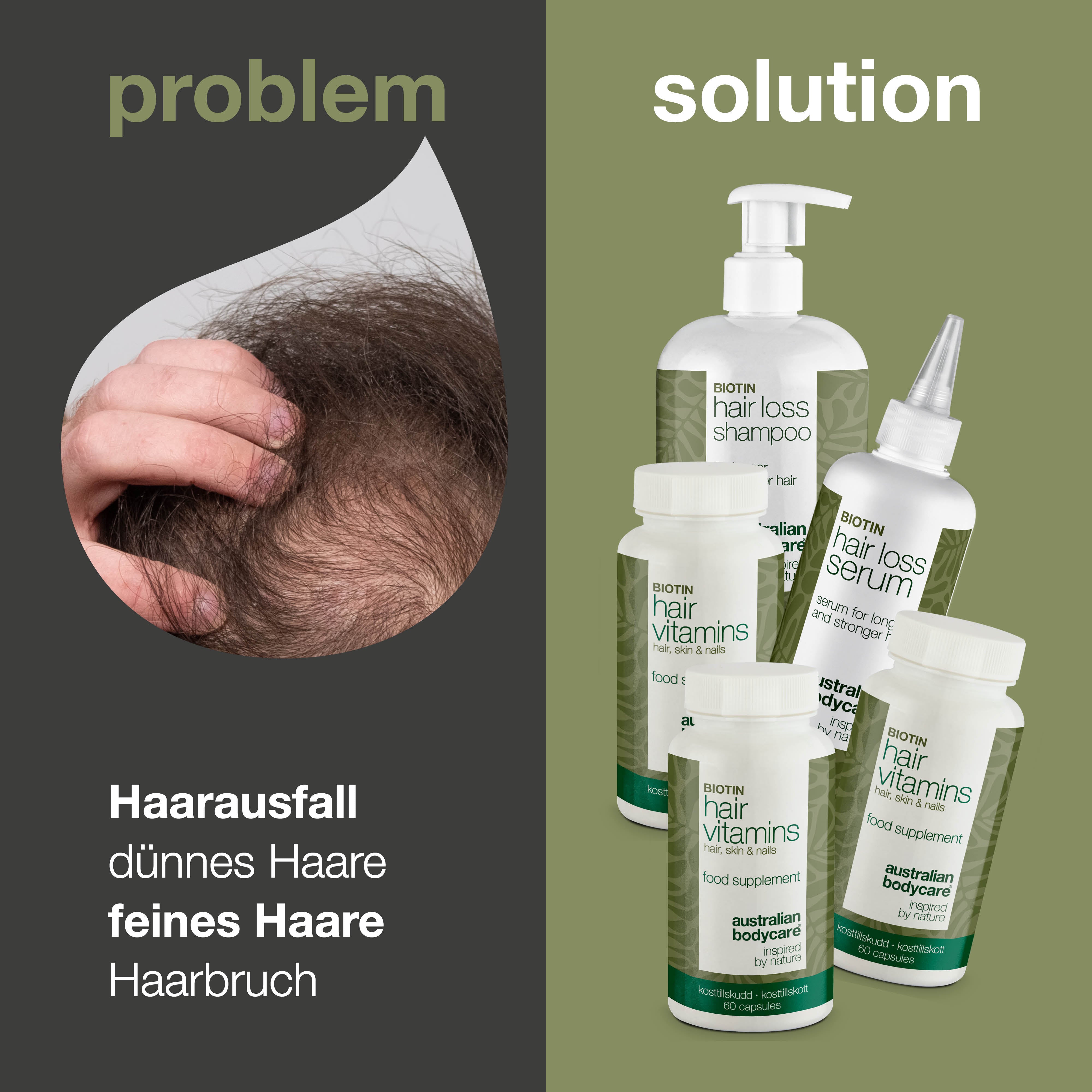 XL Paket gegen Haarausfall & Haarvitamine — 5 Haarausfallprodukte mit Biotin für dünner werdendes Haar