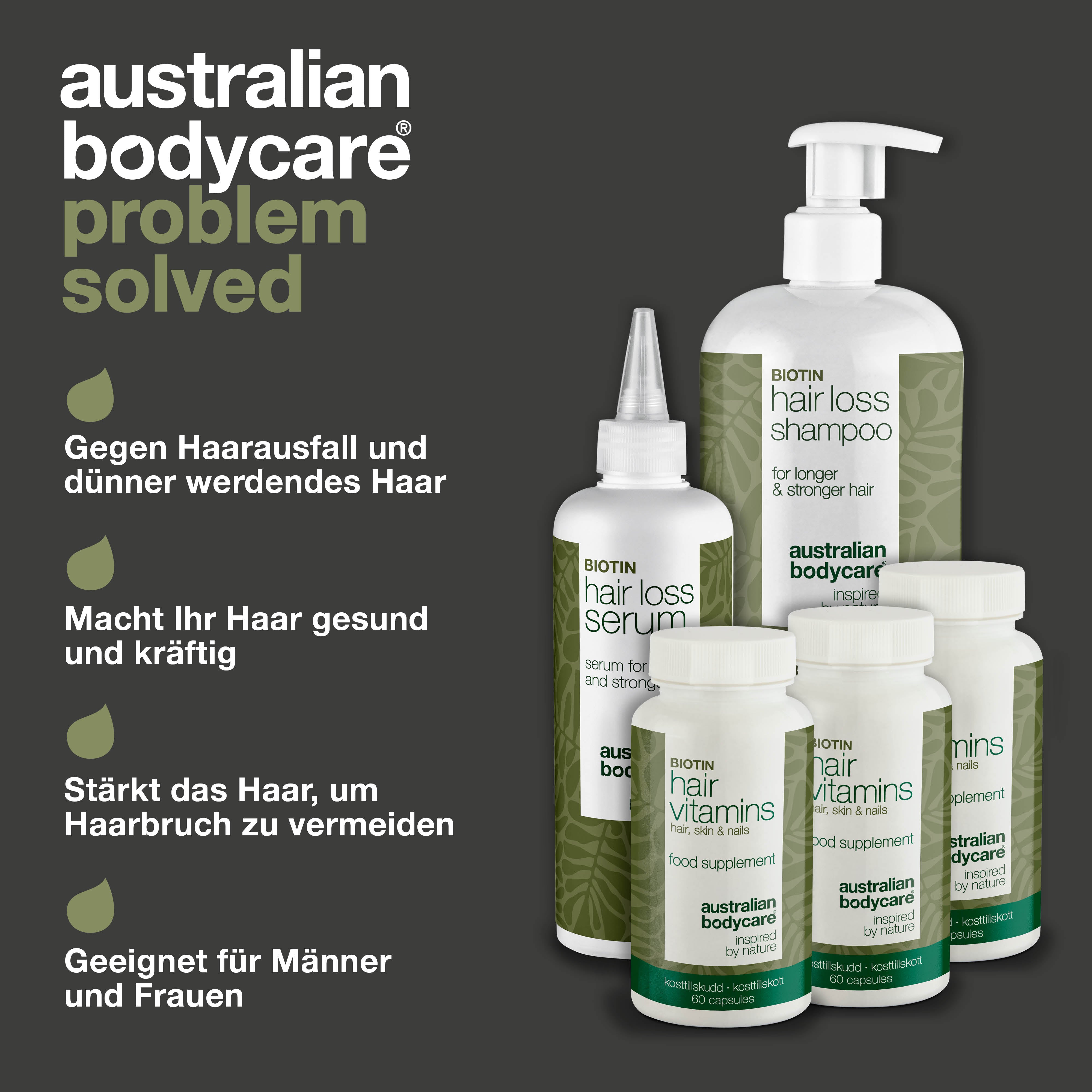 XL Paket gegen Haarausfall & Haarvitamine — 5 Haarausfallprodukte mit Biotin für dünner werdendes Haar