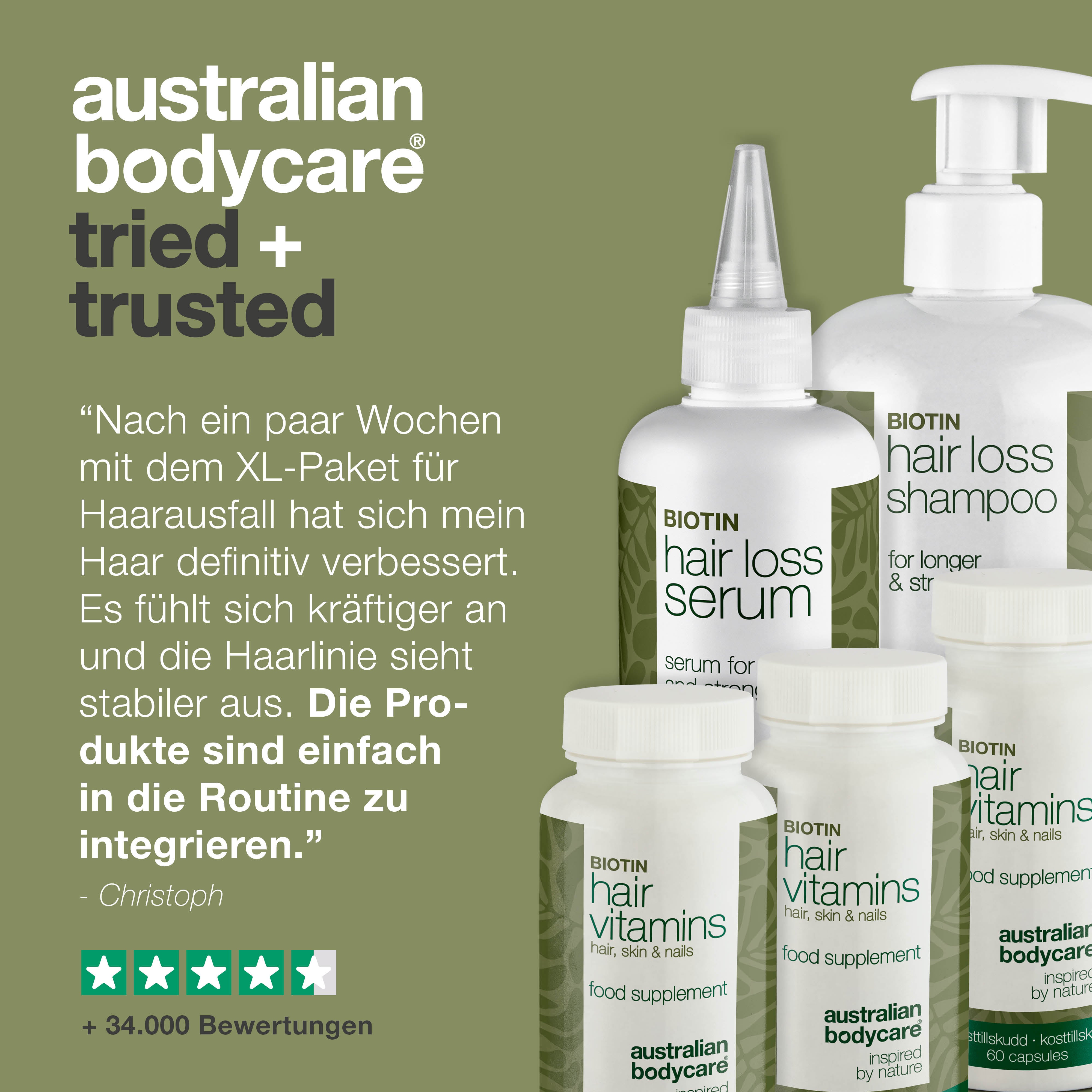 XL Paket gegen Haarausfall & Haarvitamine — 5 Haarausfallprodukte mit Biotin für dünner werdendes Haar