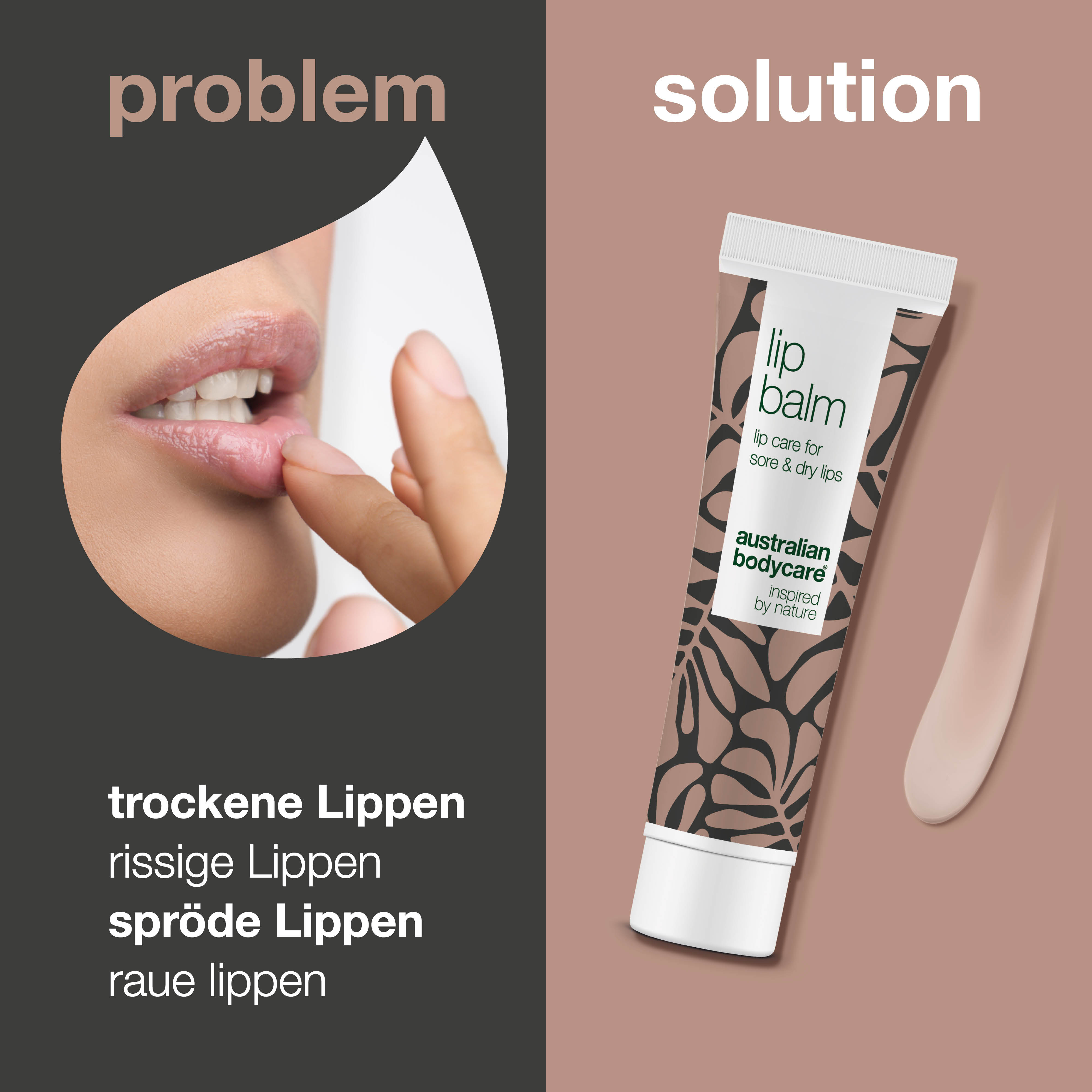 Lippenbalsam zur Pflege von trockenen & rissige Lippen — Lip balm mit Teebaumöl zur trockenen Lippen & Pflege von Fieberbläschen