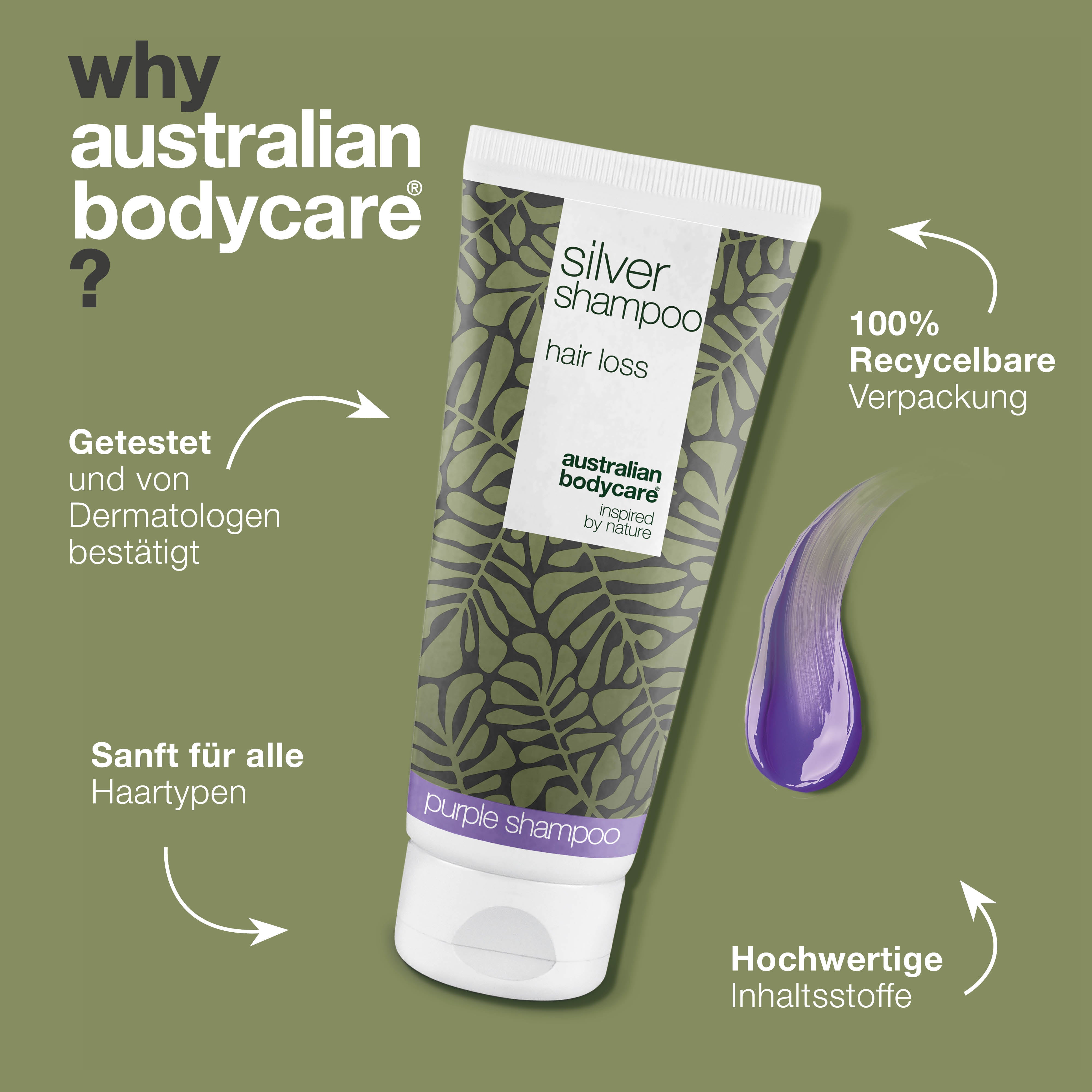 Silver Shampoo – Unterstützt Haarwachstum und klaren Farbglanz — Neutralisieren Sie Gelbstiche mit Silver Shampoo. Pflegt das Haar und sorgt für strahlendes blondes oder graues Haar.