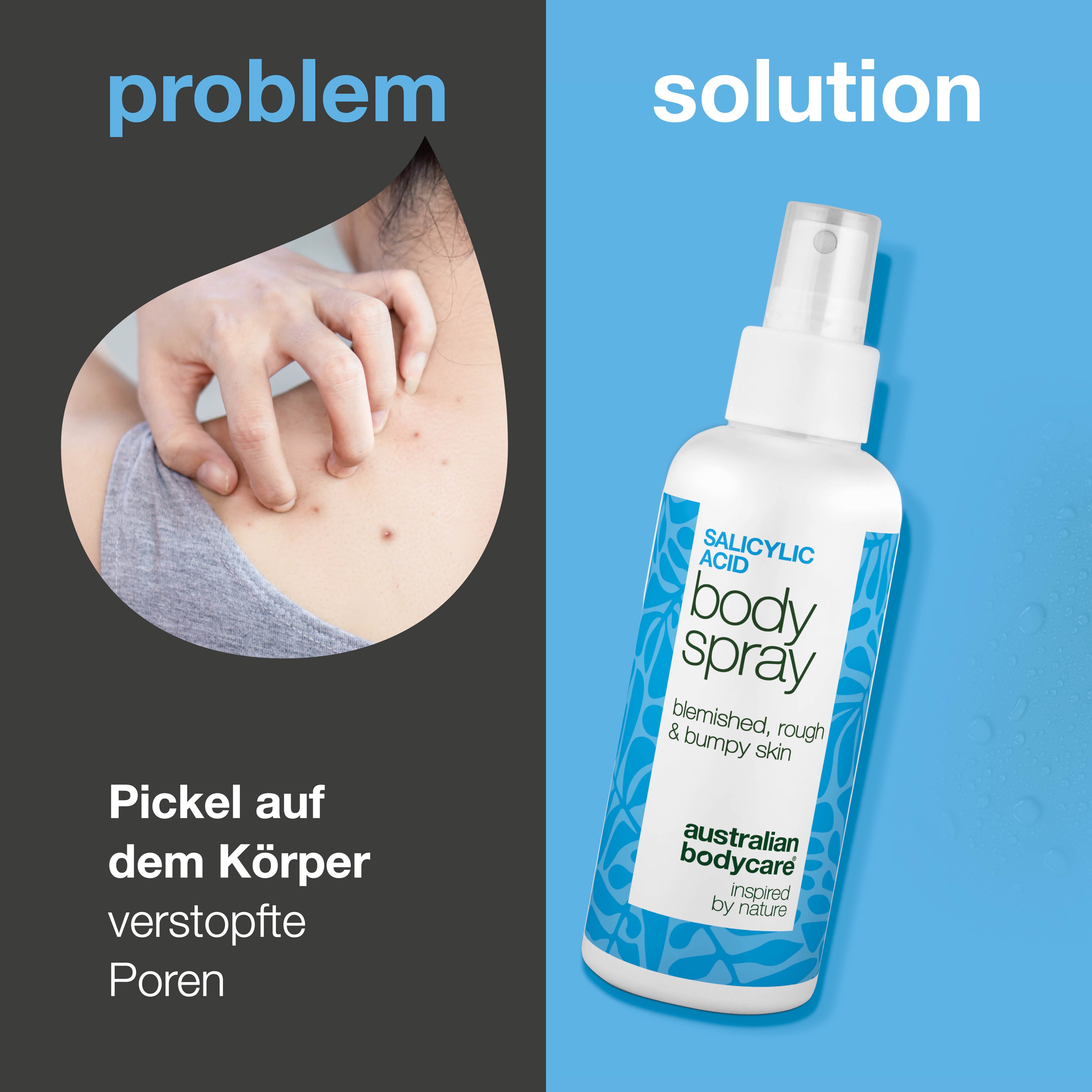 Salicylsäure-Spray gegen Pickel und verstopfte Poren — Spray gegen Pickel und unreine Haut. Mit 2 % Salicylsäure und Glykolsäure zur porentiefen Reinigung und glatterer Haut.