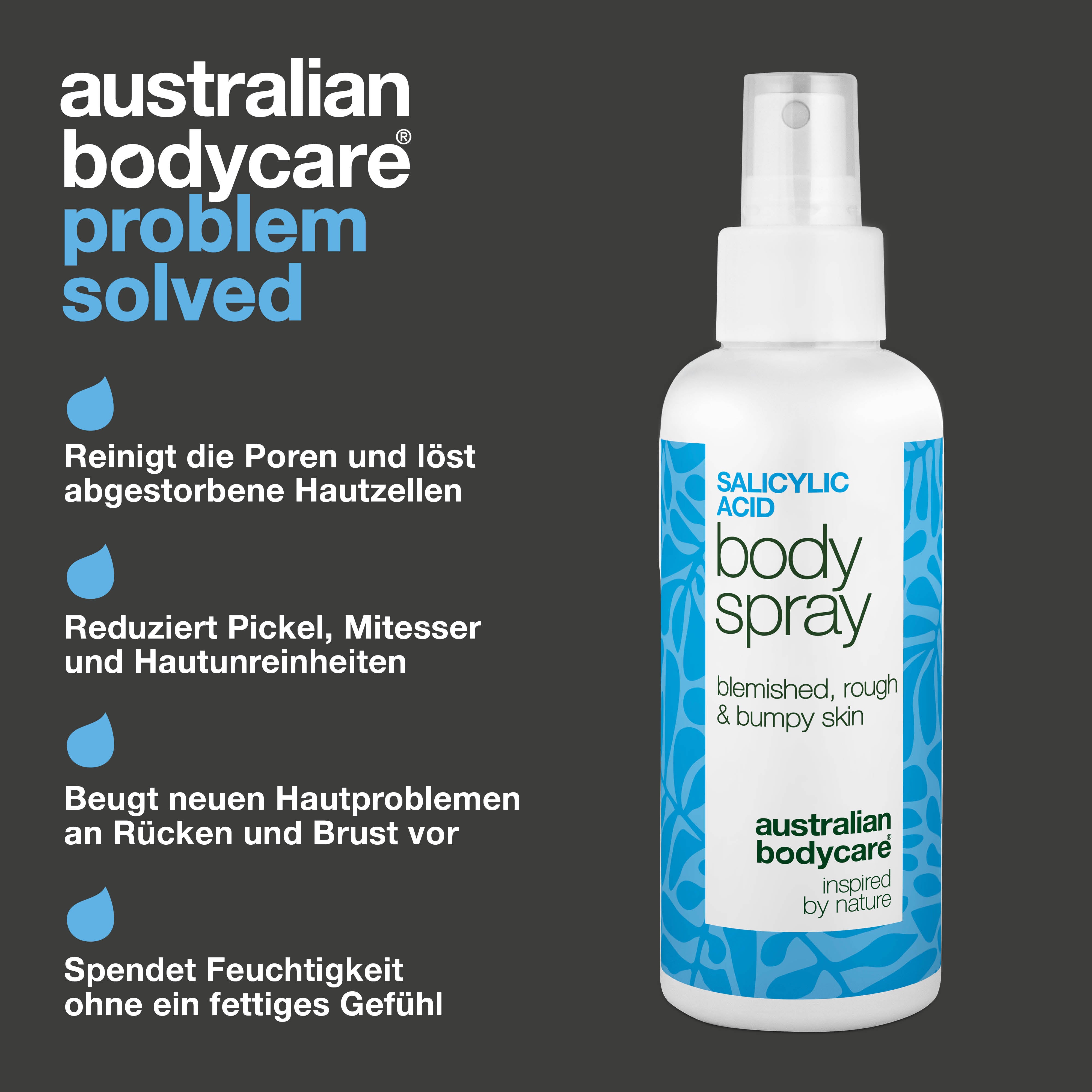 Salicylsäure-Spray gegen Pickel und verstopfte Poren — Spray gegen Pickel und unreine Haut. Mit 2 % Salicylsäure und Glykolsäure zur porentiefen Reinigung und glatterer Haut.