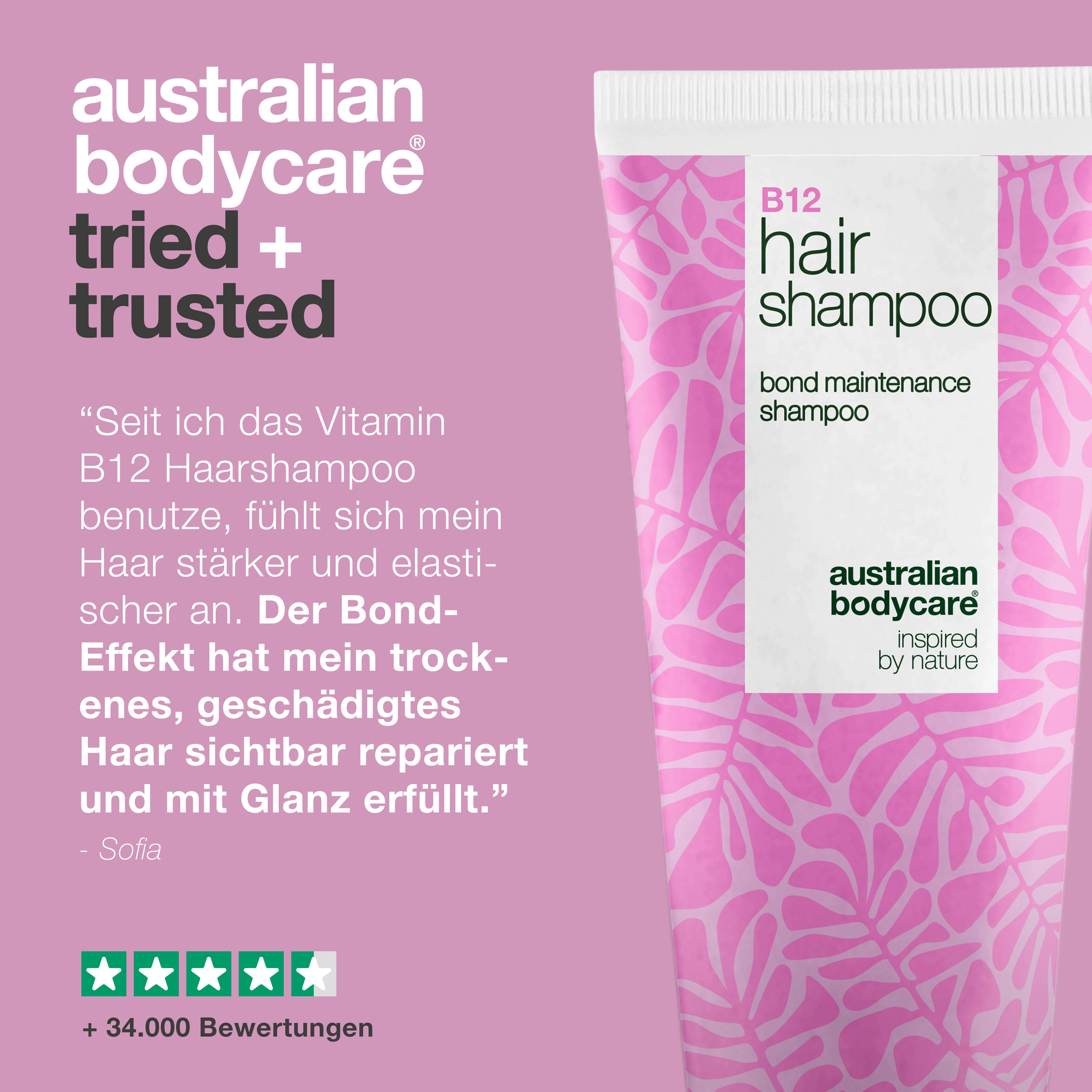 Das Vitamin B12 Haarshampoo stärkt und repariert geschädigtes Haar mit Bond-Effekt, der die Haarstruktur aufbaut.
