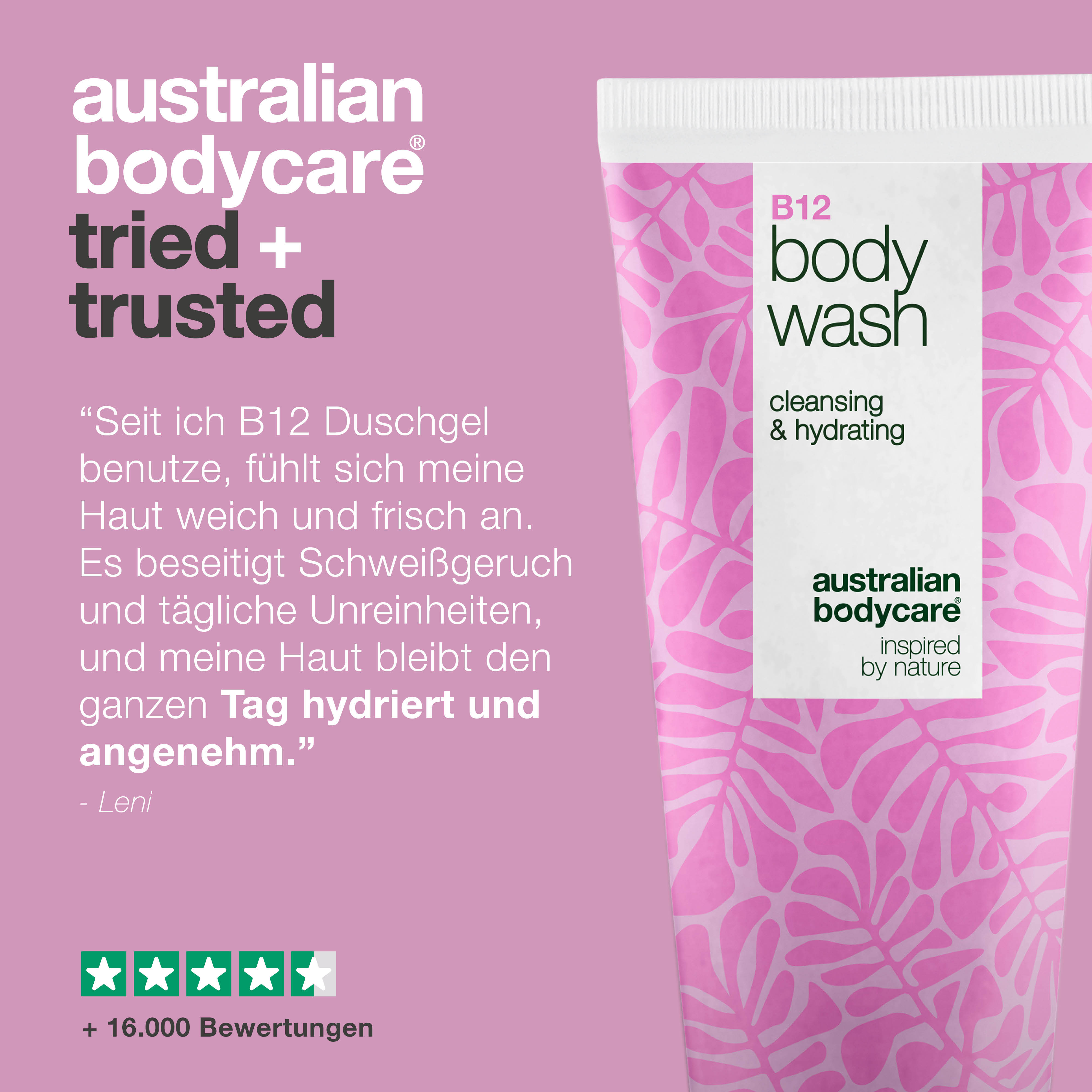 Body Wash mit B12 – Tägliche Feuchtigkeit und Pflege — B12 Body Wash – tägliche Pflege für Reinigung und intensive Feuchtigkeit.