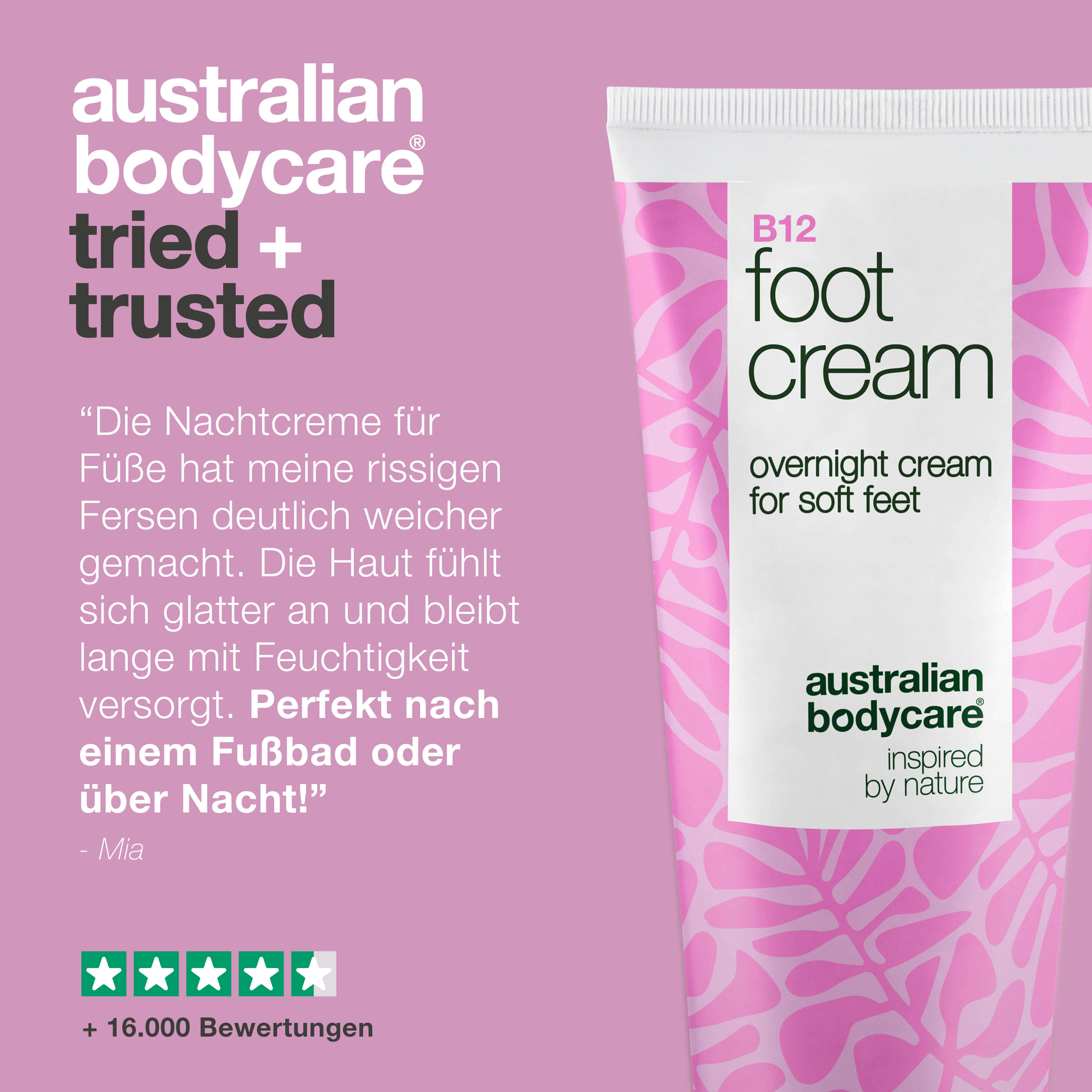 Fußcreme mit Vitamin B12 – pflegt & spendet Feuchtigkeit — Fußcreme mit Vitamin B12 und 10 % Urea für trockene Füße. Spendet Feuchtigkeit und macht die Haut weich. Perfekt für Tag und Nacht.