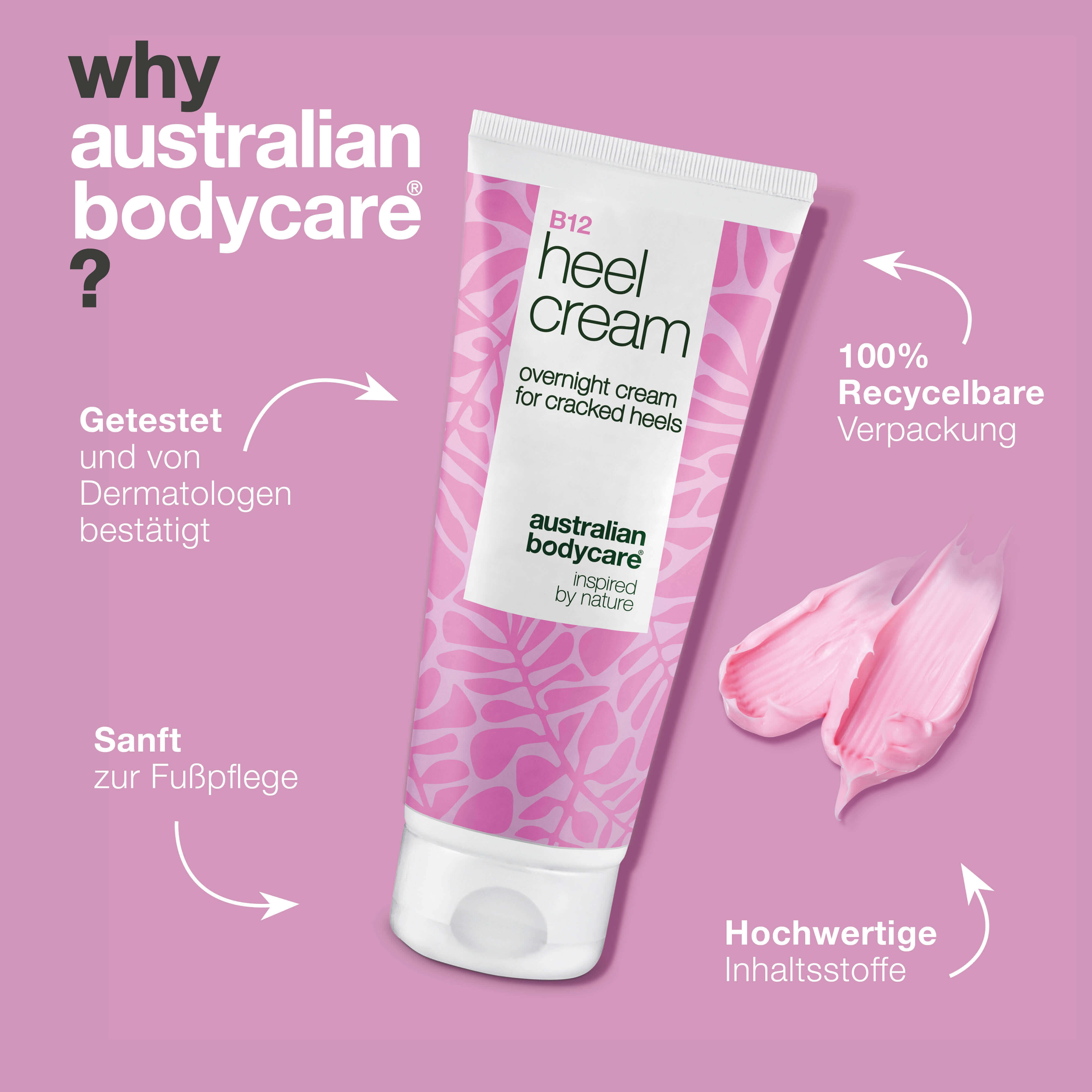 Intensive Fersenpflege mit 25 % Urea & Vitamin B12 — Sag trockenen Fersen ade! Diese Creme mit 25 % Urea & Vitamin B12 versorgt die Haut intensiv mit Feuchtigkeit und Pflege.