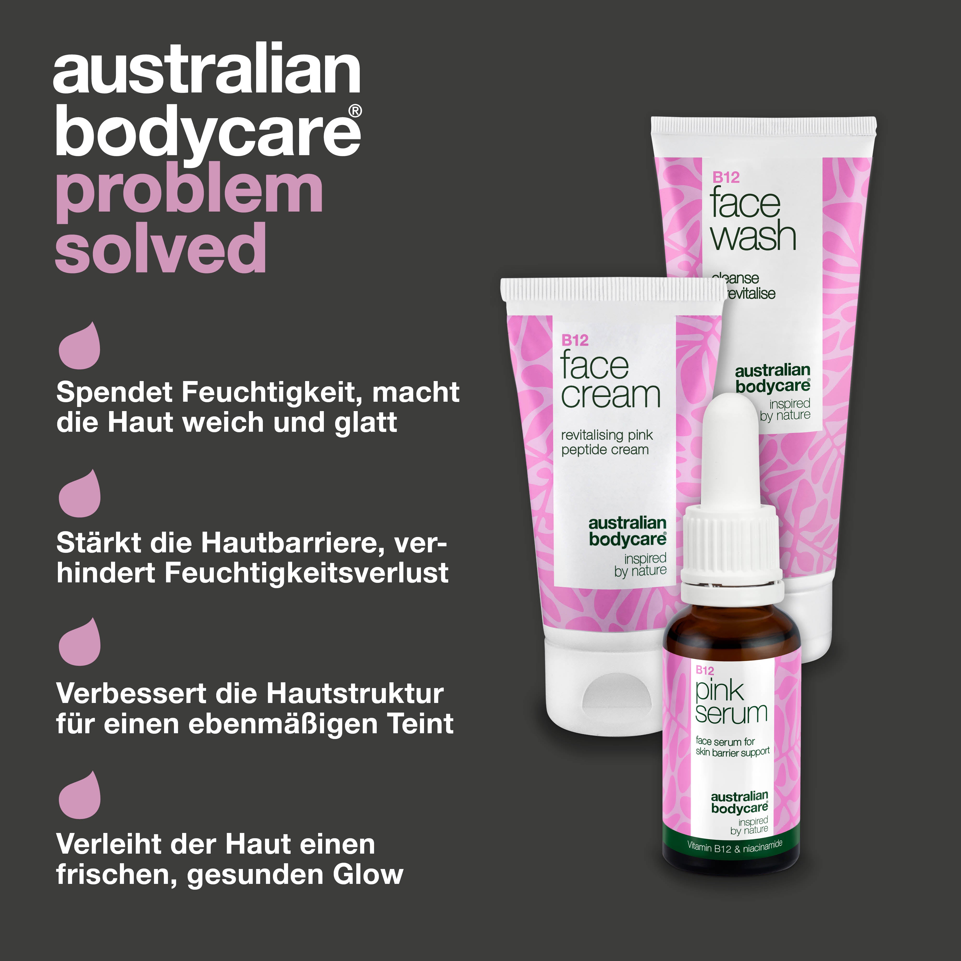 B12 Hautpflegeset – Reinigung, Serum und Gesichtscreme — B12 Hautpflegeset für glatte, gesunde Haut. Feuchtigkeit und Schutz täglich.