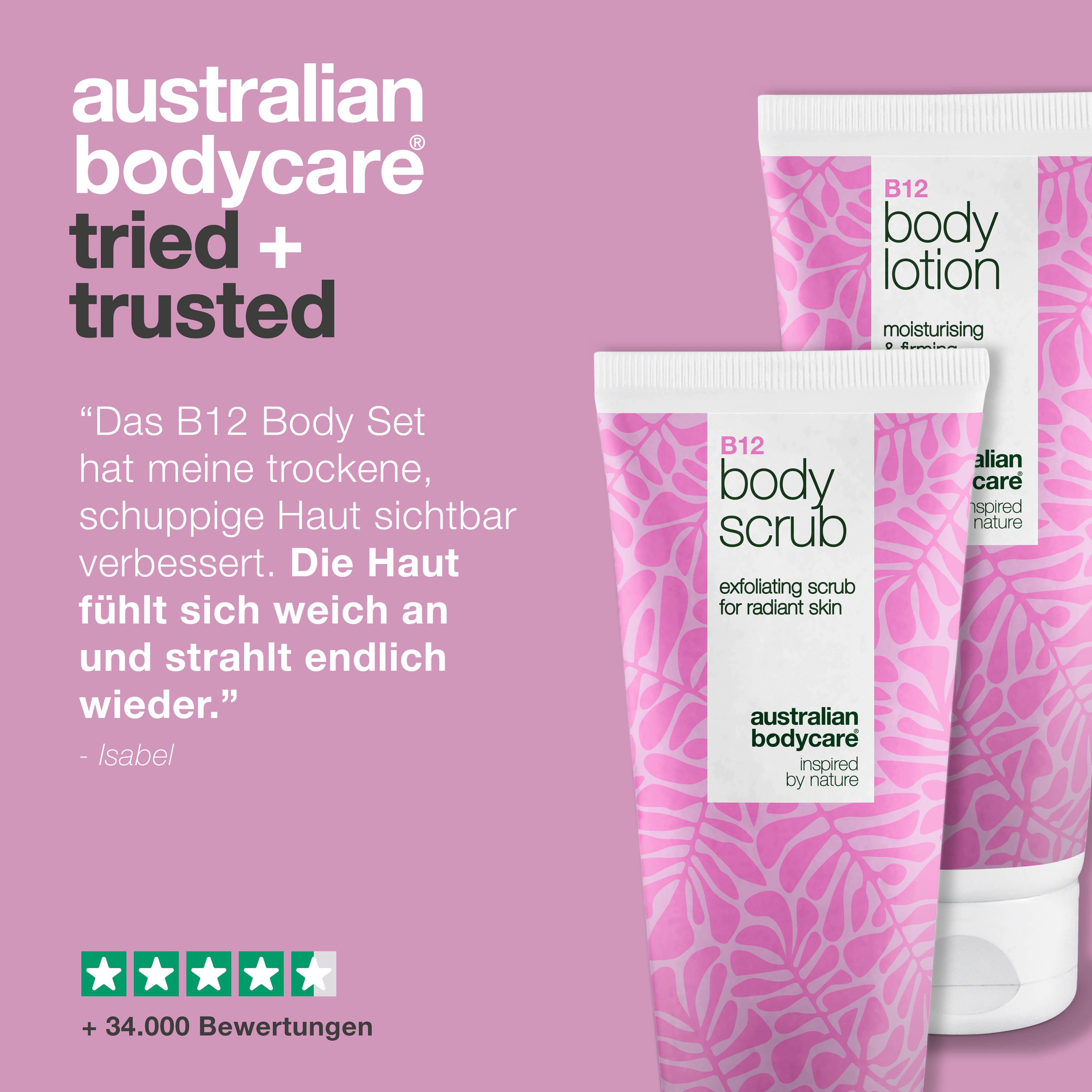 B12-Hautpflegeset für trockene Haut – Peeling & tiefenwirksame Feuchtigkeitspflege — Feuchtigkeitsspendendes B12-Körperpeeling & Lotion für trockene und empfindliche Haut.