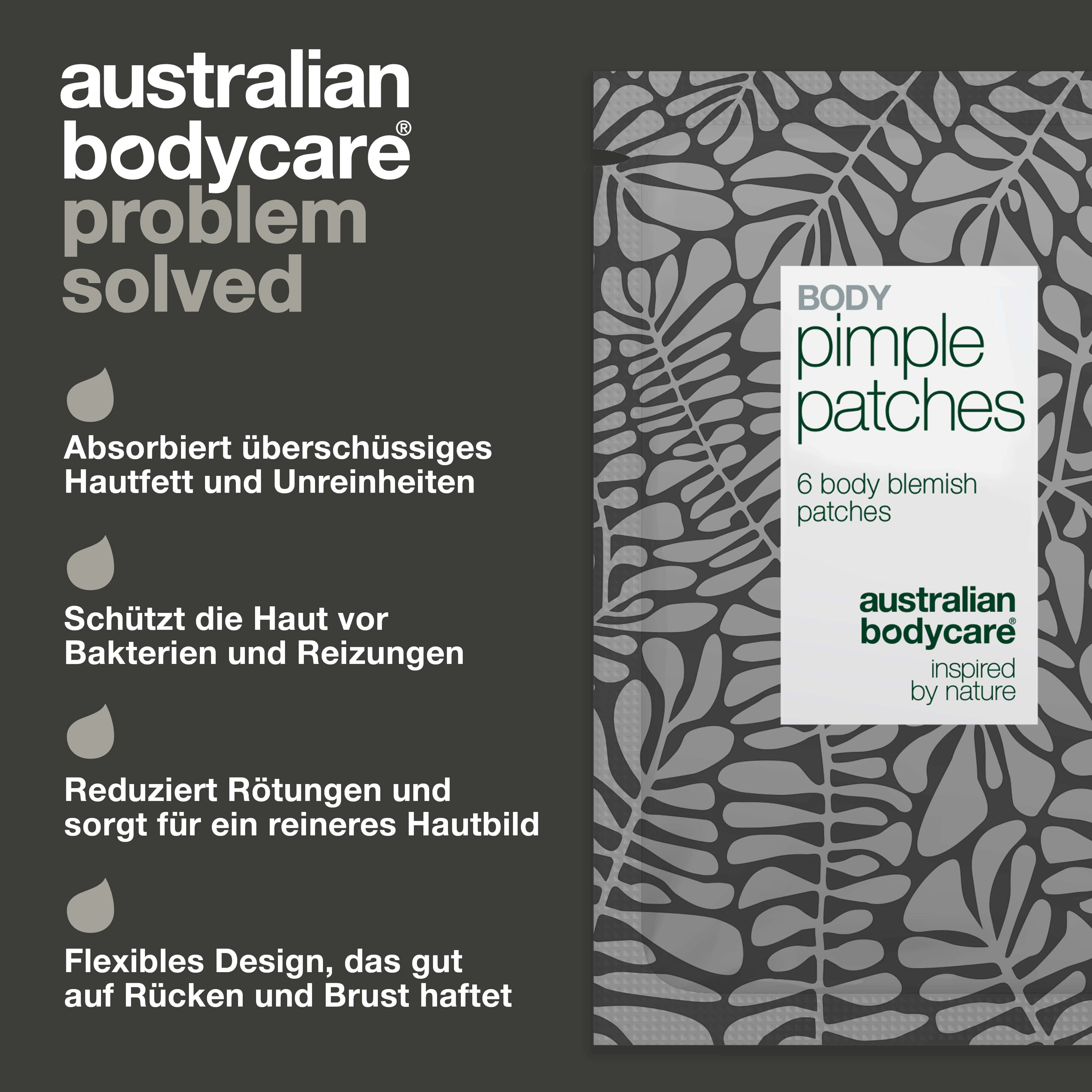 Body Pimple Patches – Pickel-Pflaster für Rücken & Brust — Effektive Pickel-Pflaster für Rücken, Brust & Schultern. Absorbiert Talg, reduziert Rötungen & schützt die Haut vor Bakterien.