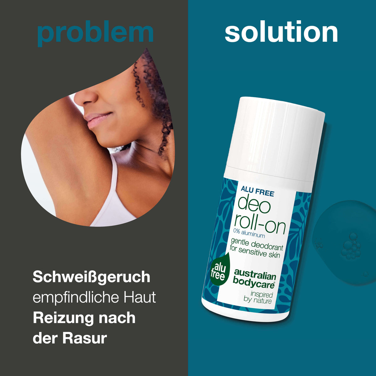 Natürliches Roll-On Deodorant ohne Aluminium gegen Schweißgeruch — Deodorant ohne Aluminium für langanhaltende Frische – sanft zur Haut, stark gegen