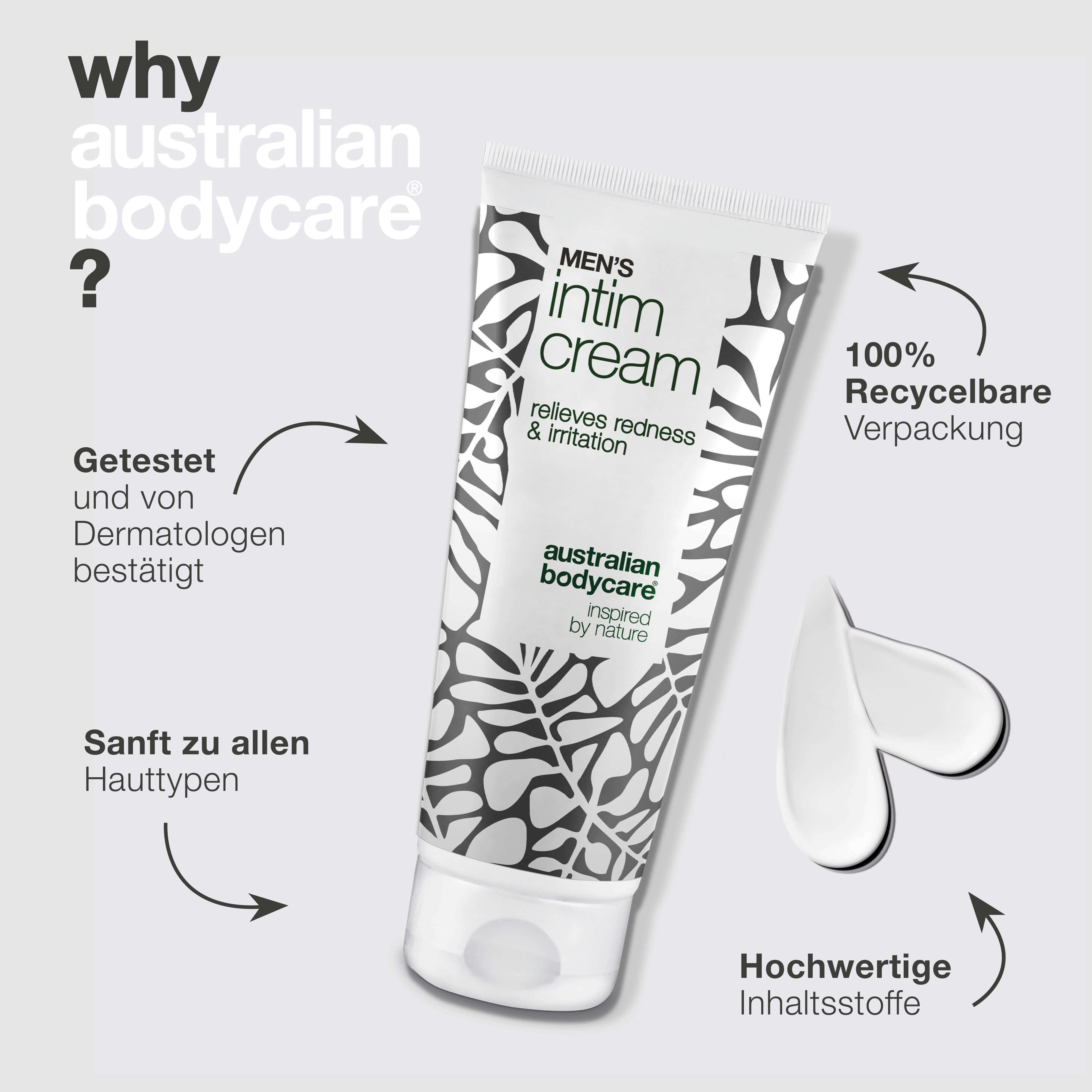 Intimcreme für Männer – lindert Juckreiz und Reibung — Intimcreme für Männer schützt vor Rötungen und Irritationen. Mit Sheabutter, Bienenwachs und Zink für optimalen Schutz und Pflege.