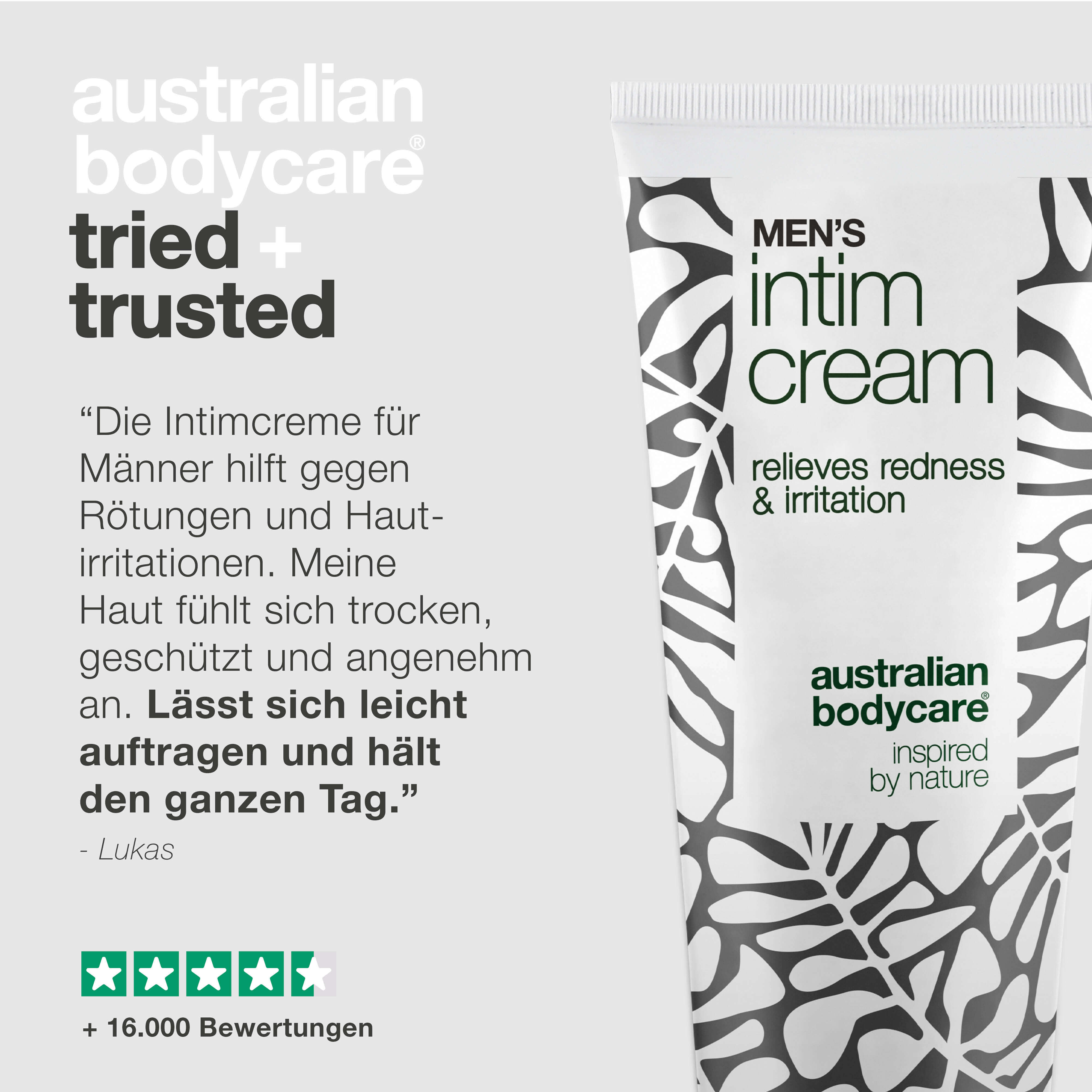Intimcreme für Männer – lindert Juckreiz und Reibung — Intimcreme für Männer schützt vor Rötungen und Irritationen. Mit Sheabutter, Bienenwachs und Zink für optimalen Schutz und Pflege.