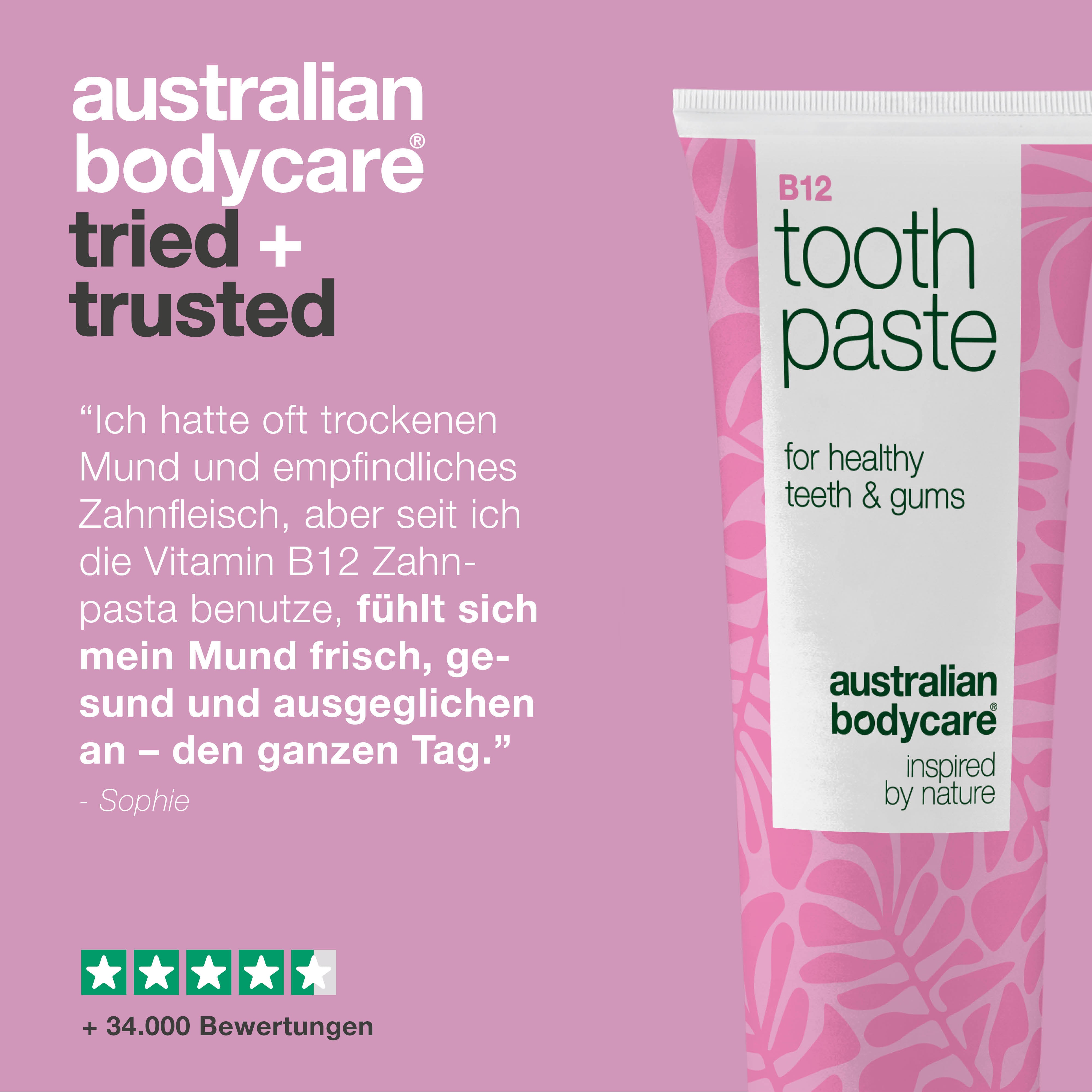 Vitamin B12 Zahnpasta lindert Trockenheit, stärkt Zähne und erfrischt Atem. Mit B12, Fluorid, Zink, Zitronenschalenöl und Pfefferminz für tägliche Pflege.