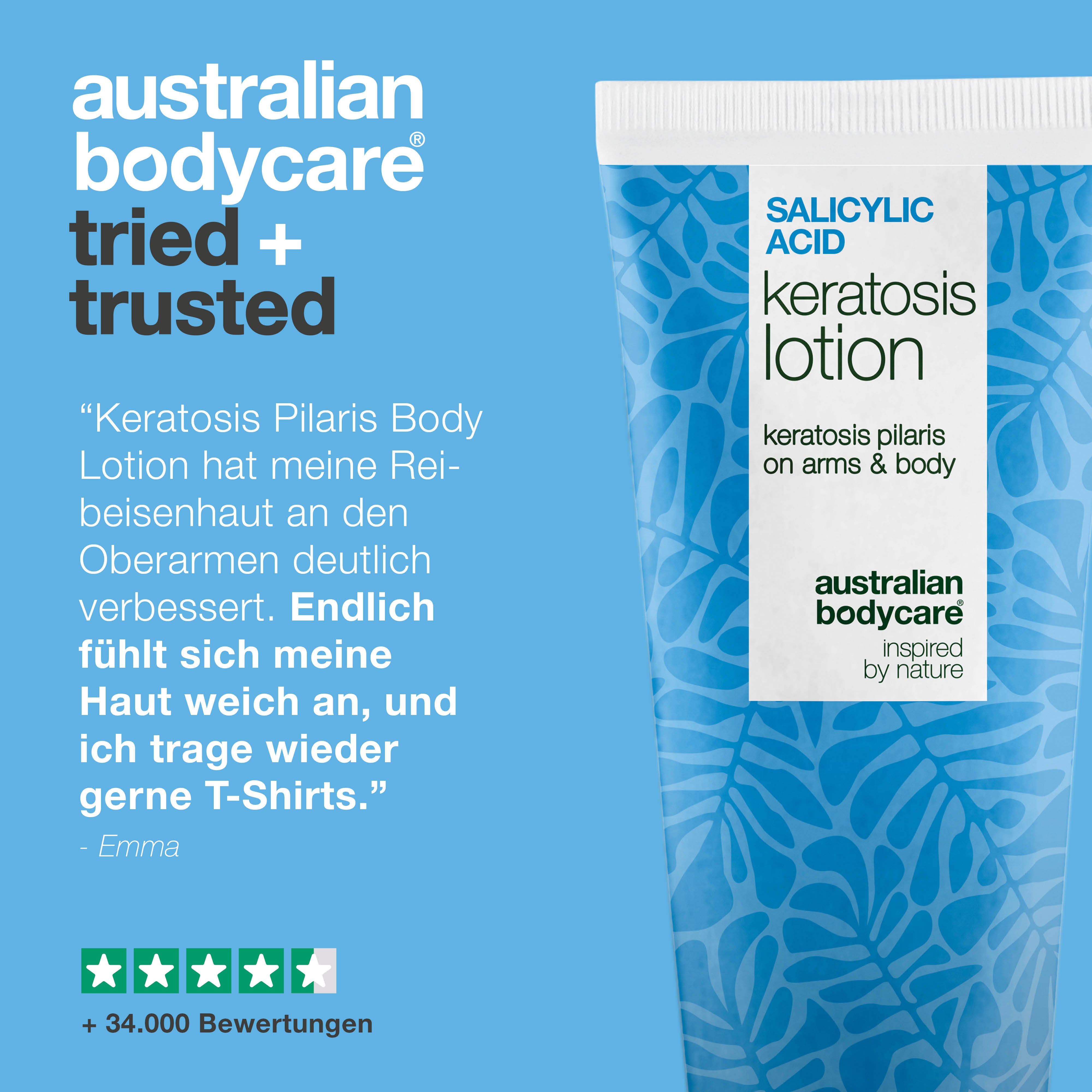 Body Lotion bei Keratosis Pilaris & Reibeisenhaut — Body lotion gegen Keratosis Pilaris. Glättet mit Salicylsäure, Niacinamid und Zink. Für raue, trockene Haut.