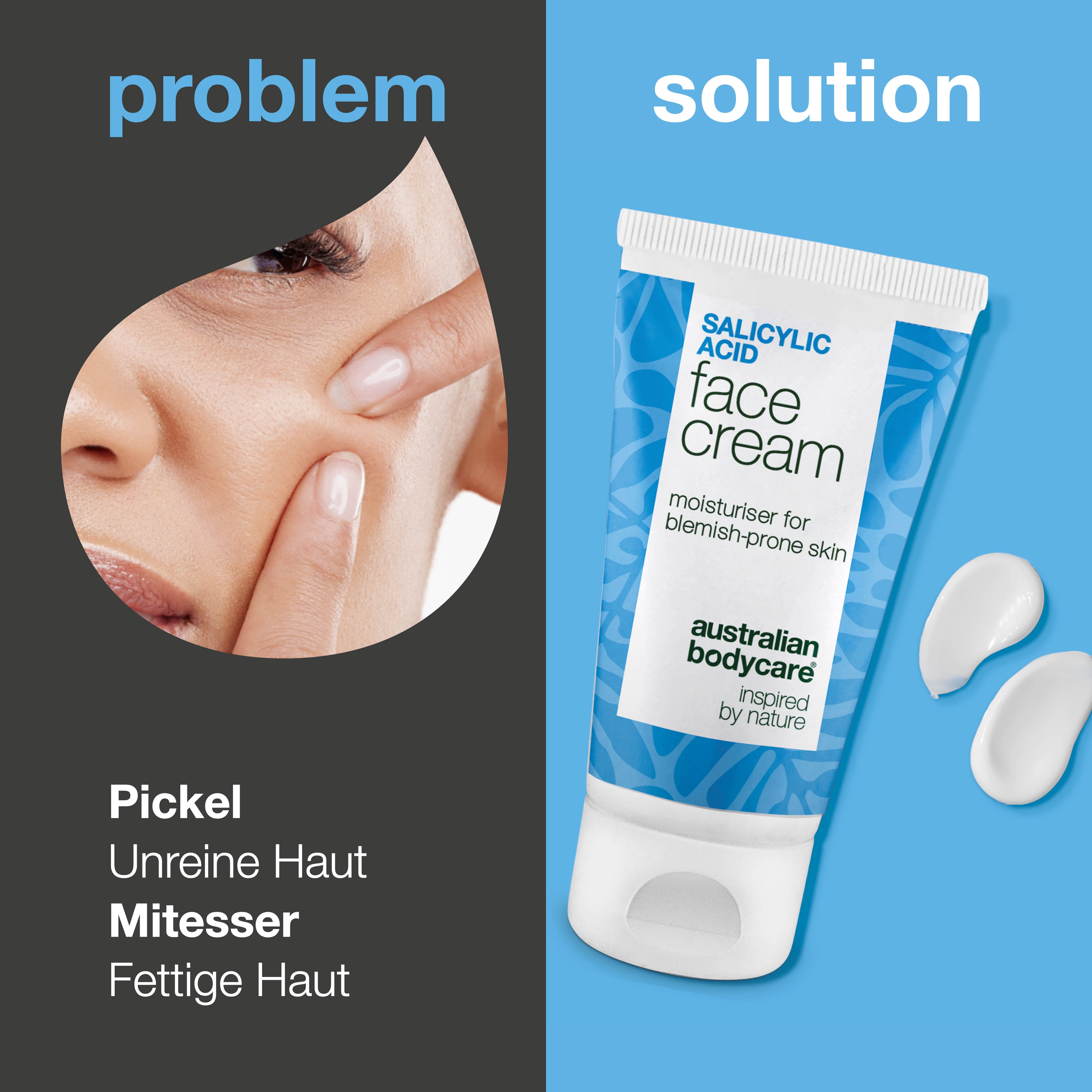 Gesichtscreme mit Salicylsäure gegen Pickel und Mitesser – klärt Poren und reduziert fettige Haut