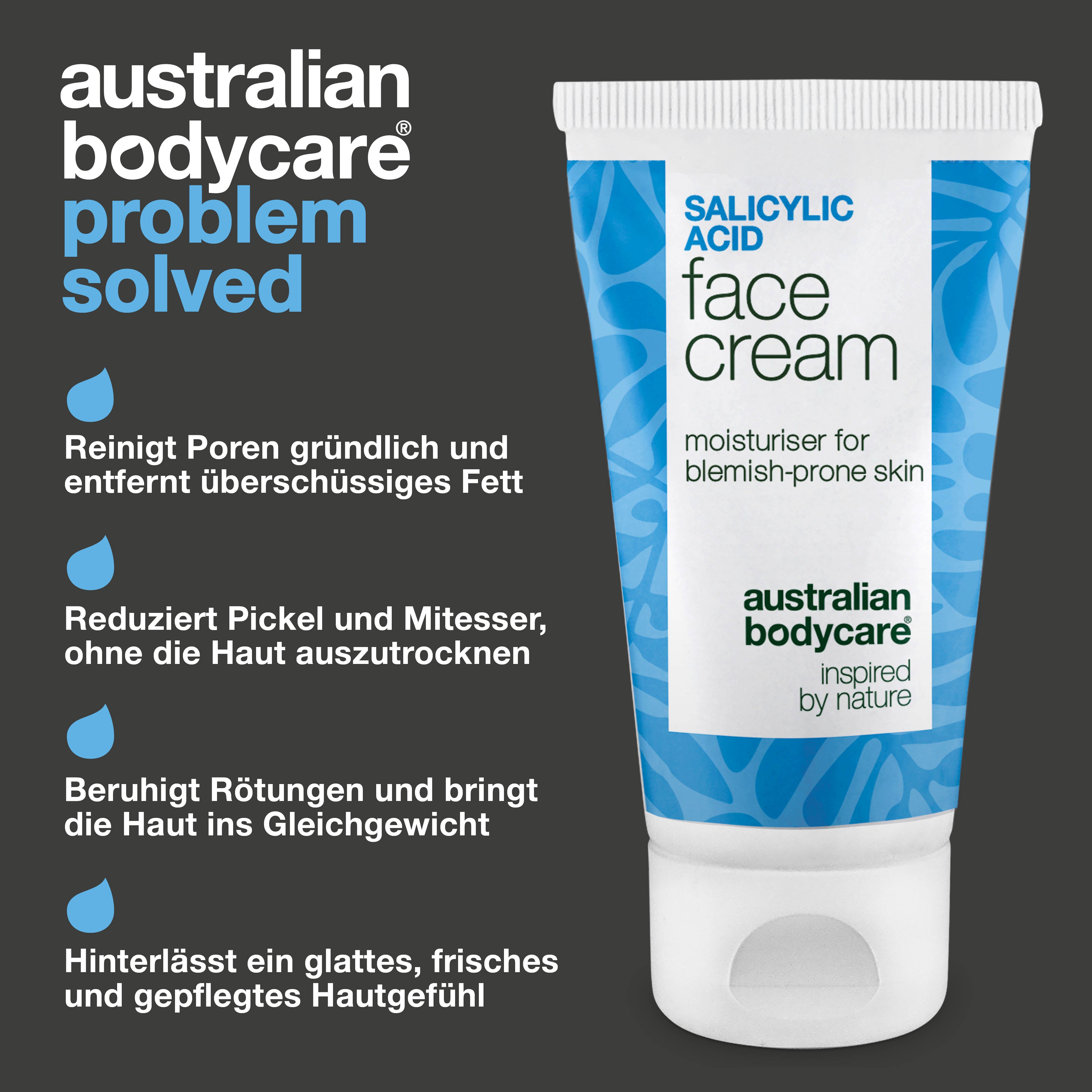 Gesichtscreme mit Salicylsäure gegen Pickel und Mitesser – klärt Poren und reduziert fettige Haut