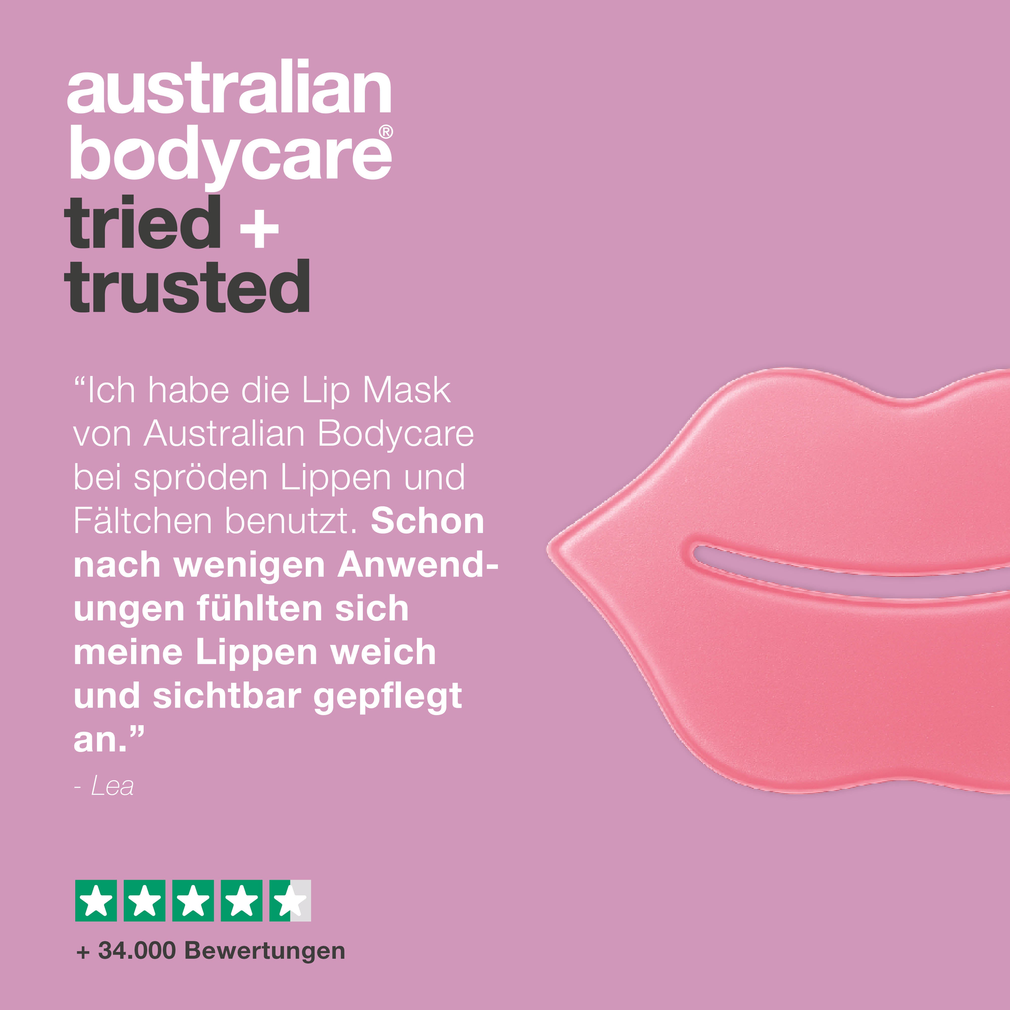 Lippenmaske gegen rissige Lippen und Lippenfältchen. Glättet, hydratisiert und pflegt. Enthält B12, Centella Asiatica und Hyaluronsäure.
